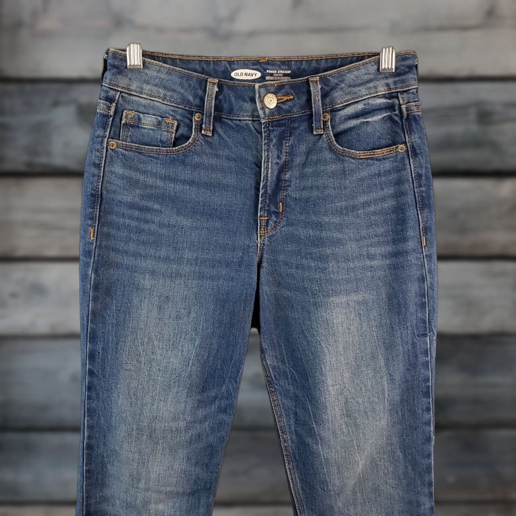 Old Navy Old Navy Womens Power Straight Jeans Sz 2 Blue Medium Wash Raw Hem Jeans Womens 2 Blue Medium Wash Straight Body Rise 9.5 Inseam 27.5 In Waist 14" Size 26" / US 2 / IT 38 - 1 Thumbnail