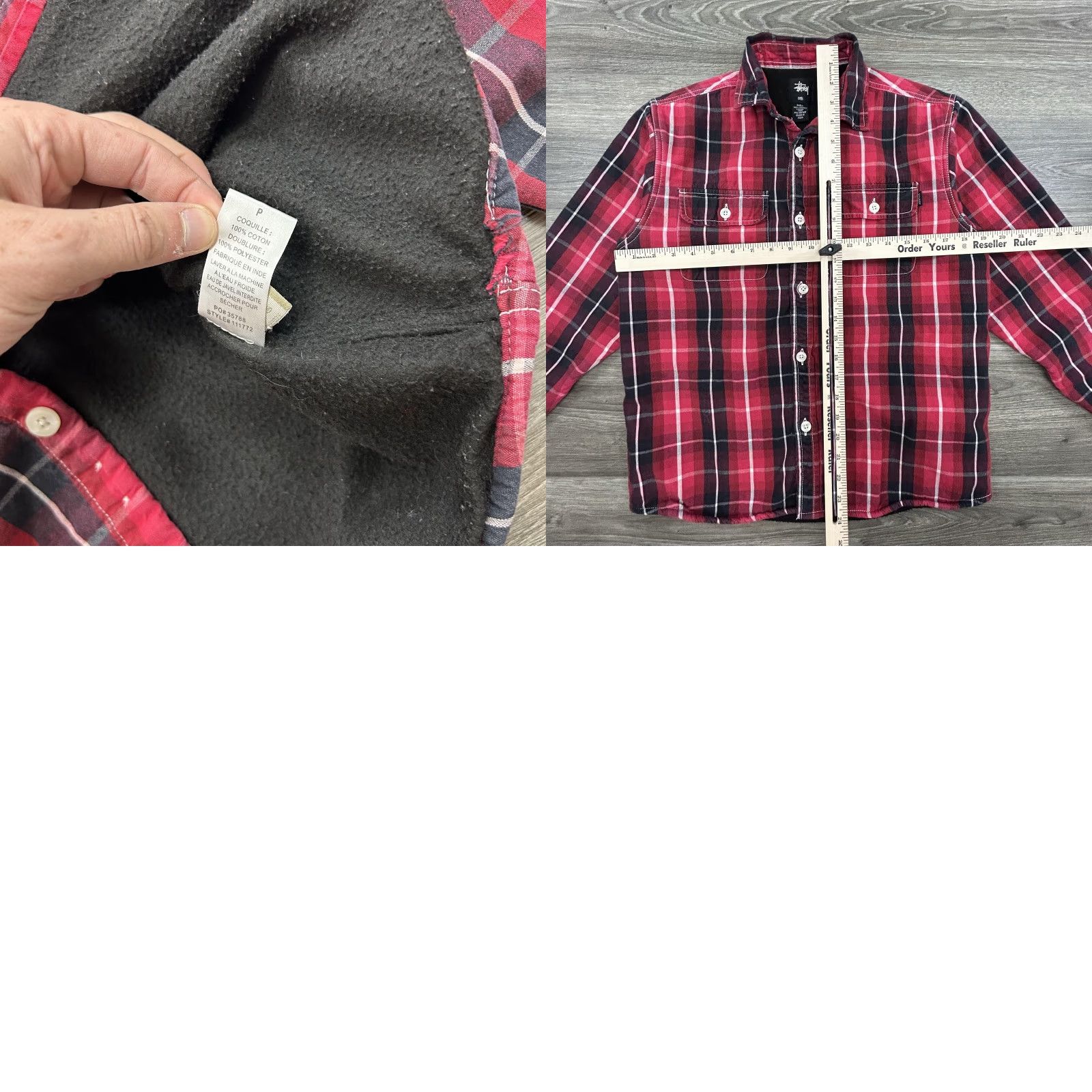Vintage VINTAGE Stussy Shirt Jacket Mens Small Plaid Fleece Lined Button Up Flannel Shacket 90s Red Womens? Mens Size US S / EU 44-46 / 1 - 8 Thumbnail
