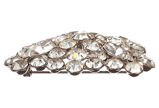 Designer Shield-Motif Clear Rhinestone Pin Size ONE SIZE - 2 Thumbnail