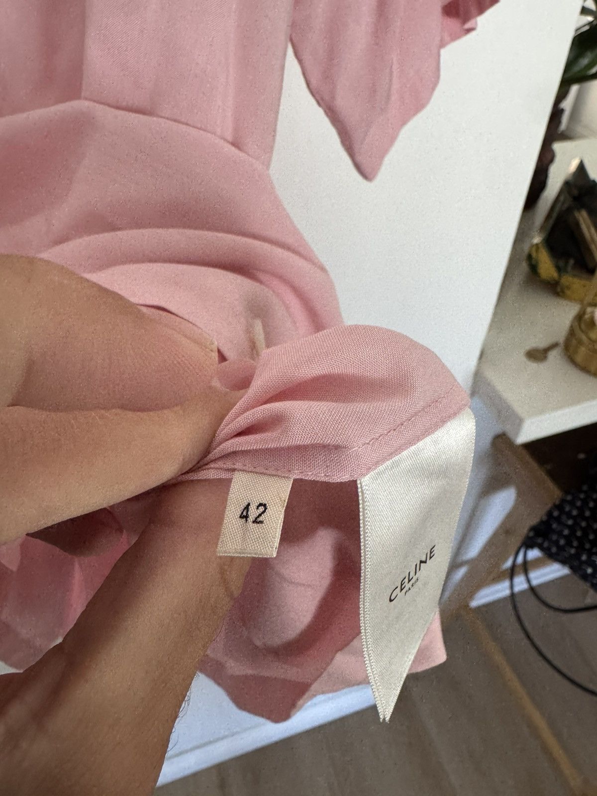 Celine Rare Blush Pink Bowling Shirt Viscose Size US XL / EU 56 / 4 - 5 Thumbnail