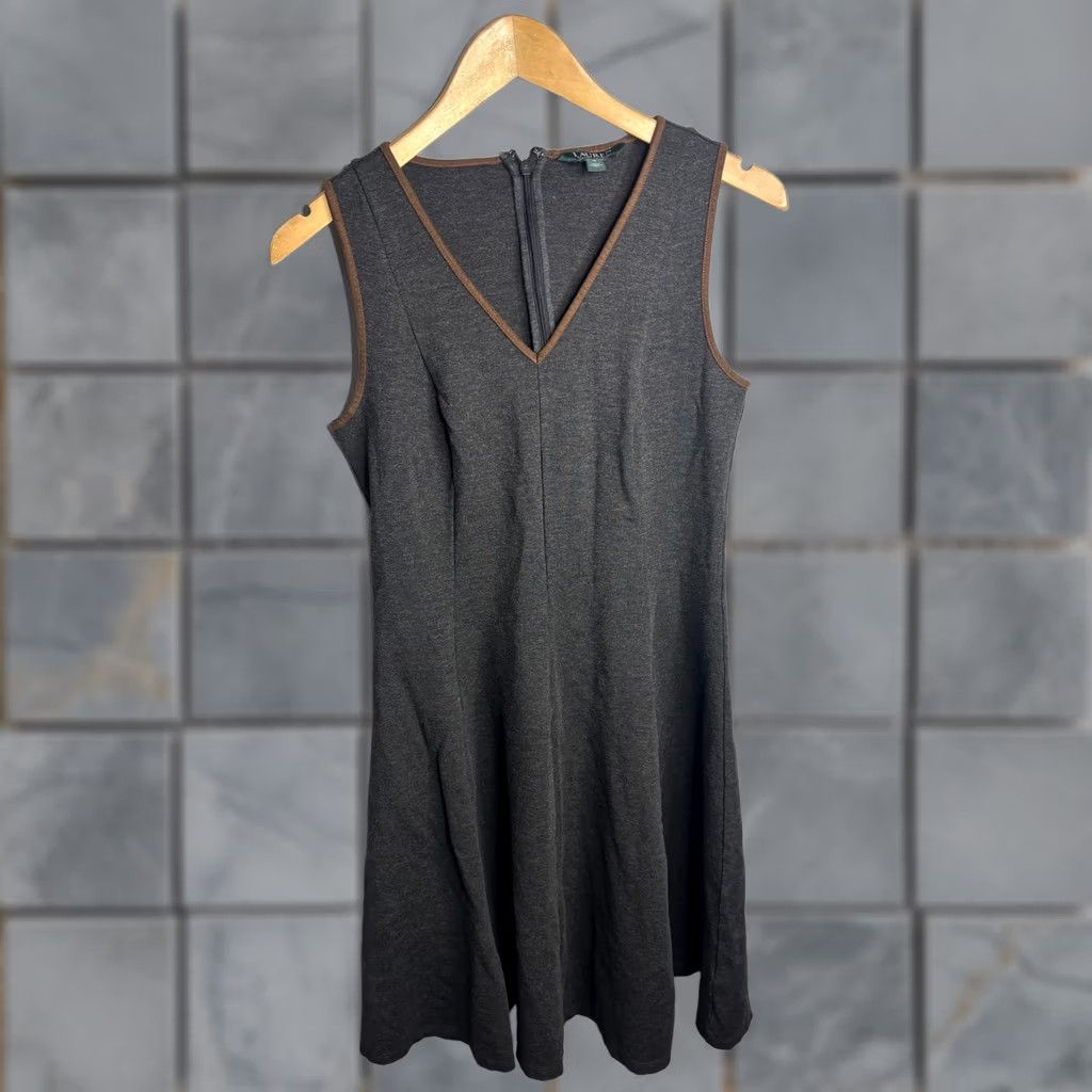 Ralph Lauren Lauren Ralph Dress Womens M Gray Sleeveless Neck Fit Flare Size M / US 6-8 / IT 42-44 - 1 Thumbnail