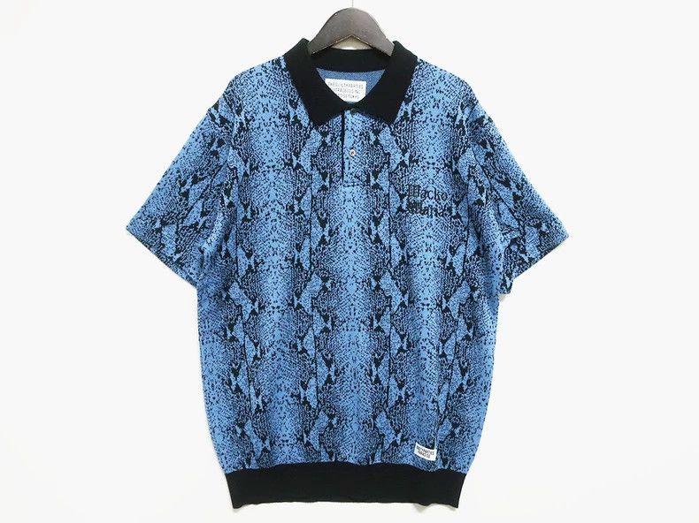 Wacko Maria WACKO MARIA Python Knit Polo Shirt Blue- DMC Size US L / EU 52-54 / 3 - 1 Thumbnail