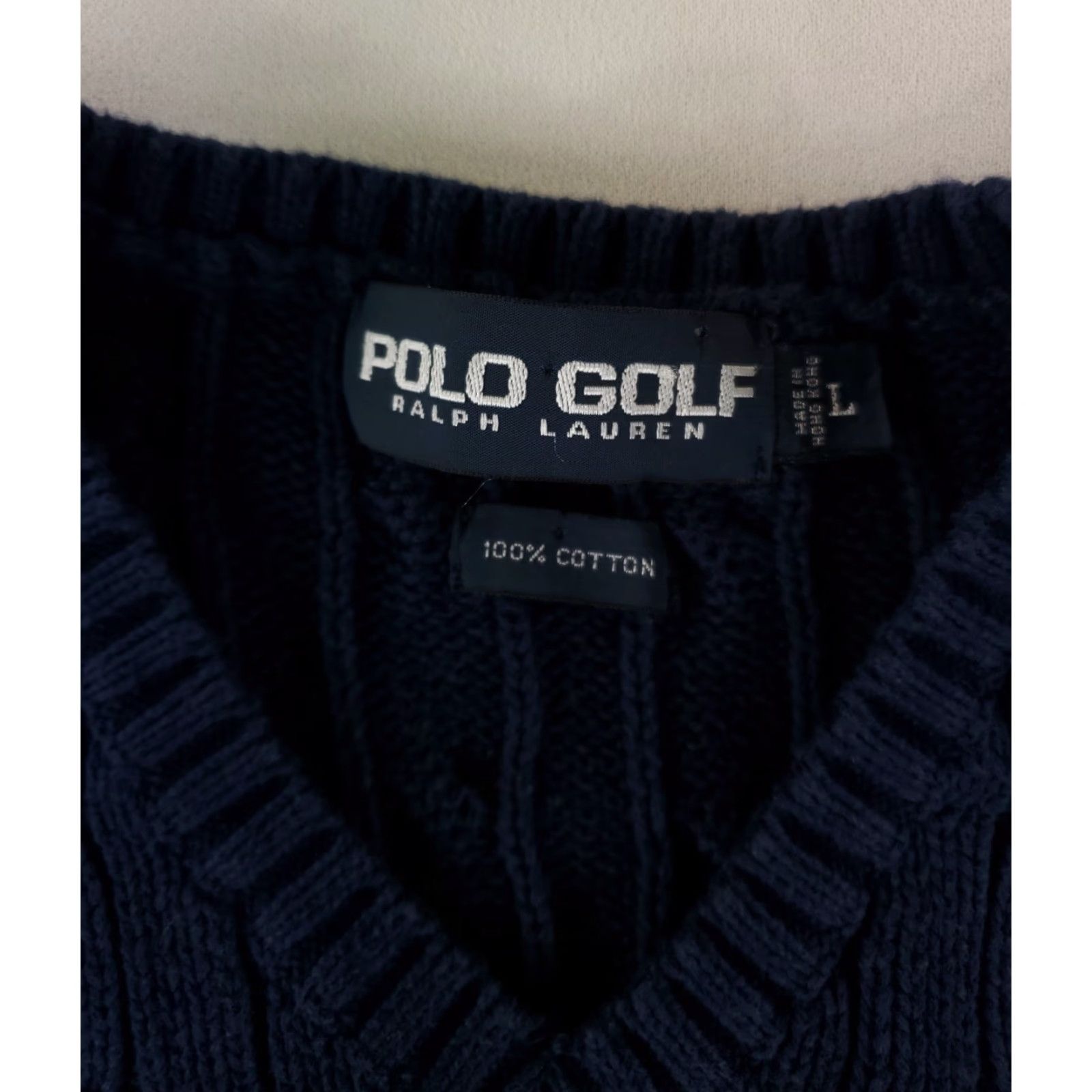 Polo Ralph Lauren Polo Ralph Lauren Vest Men L Cable Knit Navy Blue Crest Polo Golf Sweater Vest L Mens Navy Crest Cable Knit Blue Size US L / EU 52-54 / 3 - 3 Thumbnail
