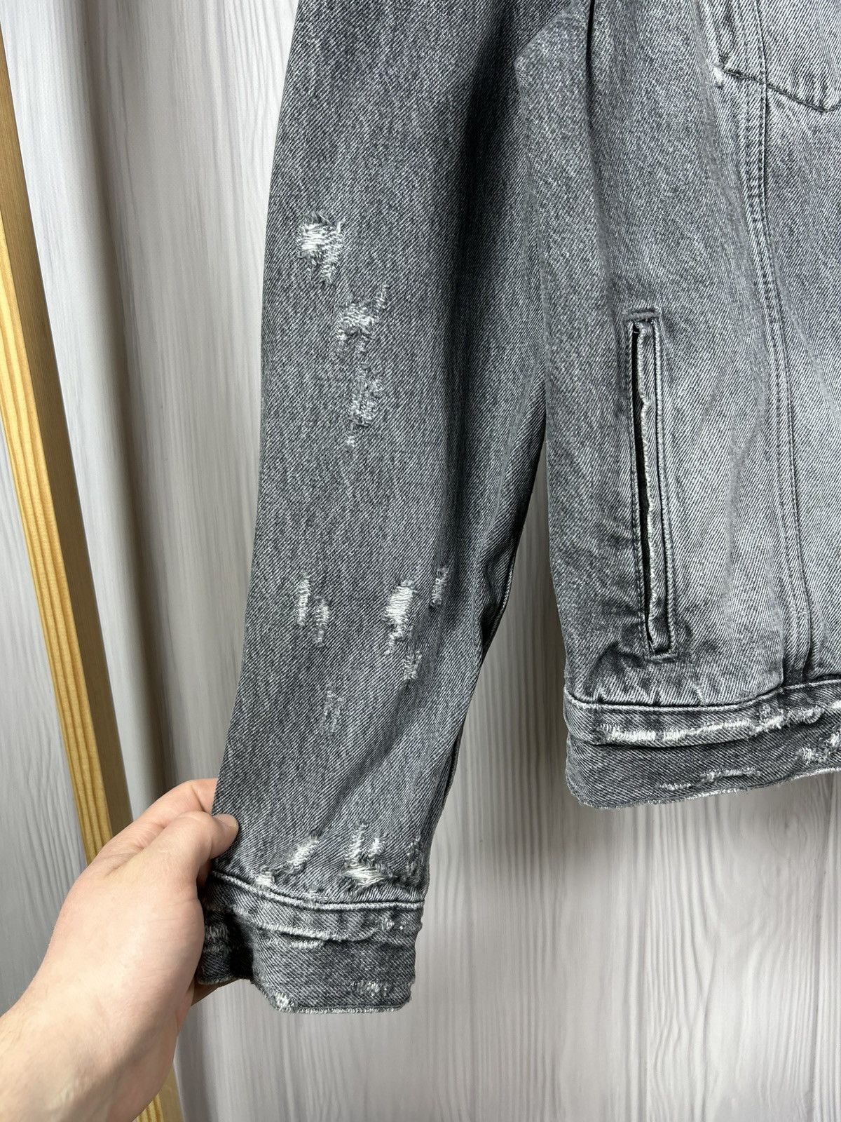 Allsaints Allsaints Bilton Denim Distressed Jacket Size XL Dark Gray Size US XL / EU 56 / 4 - 6 Thumbnail