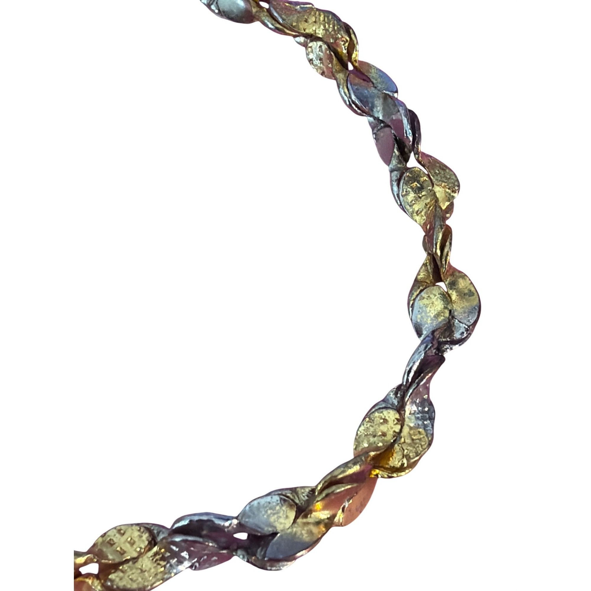 Other Vintage Gold Silver Tone Twist Chain Bracelet Textured 7" Es Size ONE SIZE - 3 Thumbnail
