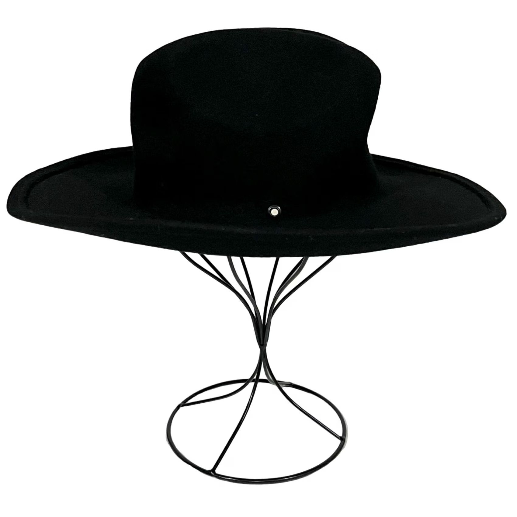 Vintage Nobu Creations Women’s Wool Hat Western Solid Black Wide Brim Fedora Felt One Size Black Womens Western Wool Hat Size ONE SIZE - 5 Thumbnail