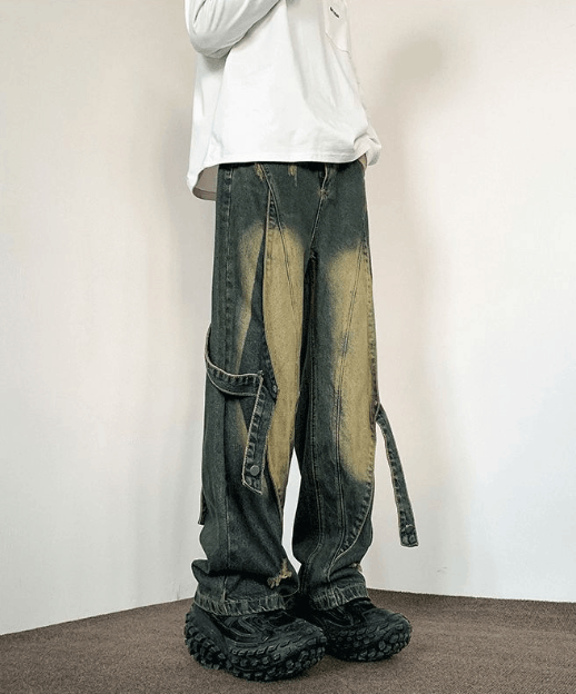 Japanese Brand × Jean Men's cool washed distressed loose straight cargo jeans Size US 32 / EU 48 - 5 Thumbnail