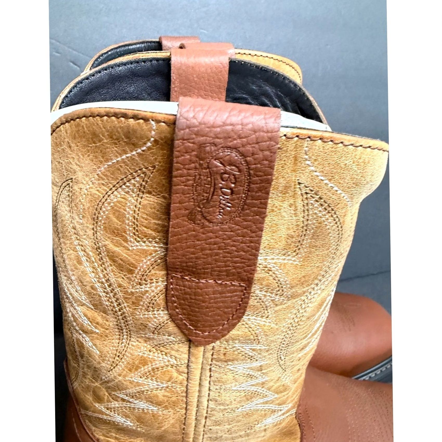 Vintage NEW JB Dillon Reserve Leather Cowboy Boots Oak Honey Square Toe SZ 9.5 SA Men's Size US 10 / EU 43 - 4 Thumbnail