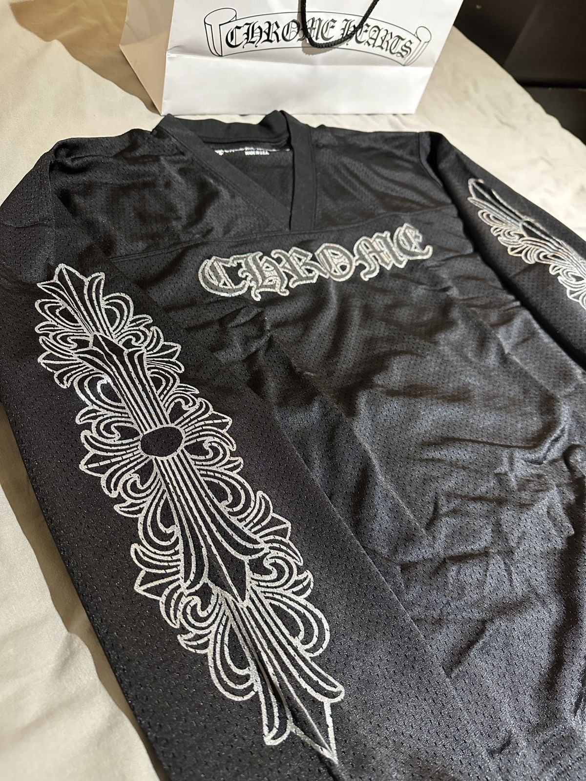 Chrome Hearts Chrome Hearts Mesh Long Sleeve Jersey Black Grailed