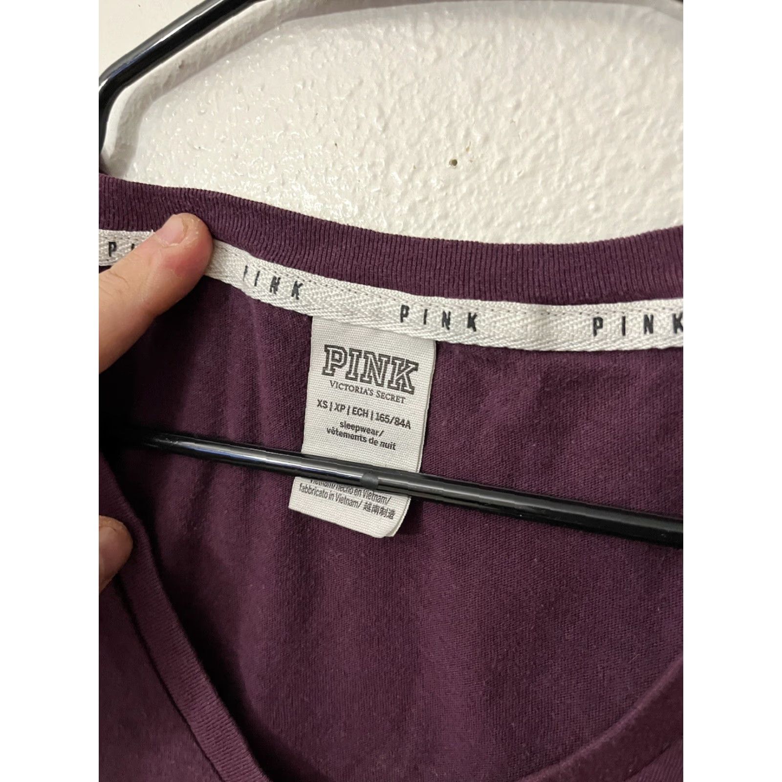 Victoria's Secret Victoria's Secret T-Shirt Adult XS Purple Cotton V-Neck Short Sleeve Solid Pullover Womens Size XS / US 0-2 / IT 36-38 - 4 Thumbnail