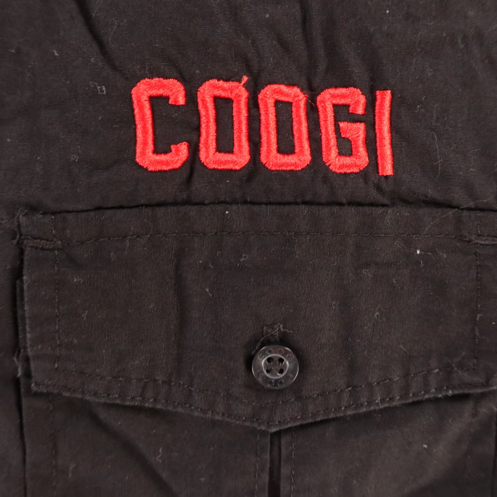 COOGI Shirt Mens Extra Large Black 100% Cotton Button Up Long Sleeve Felt Logo Mens