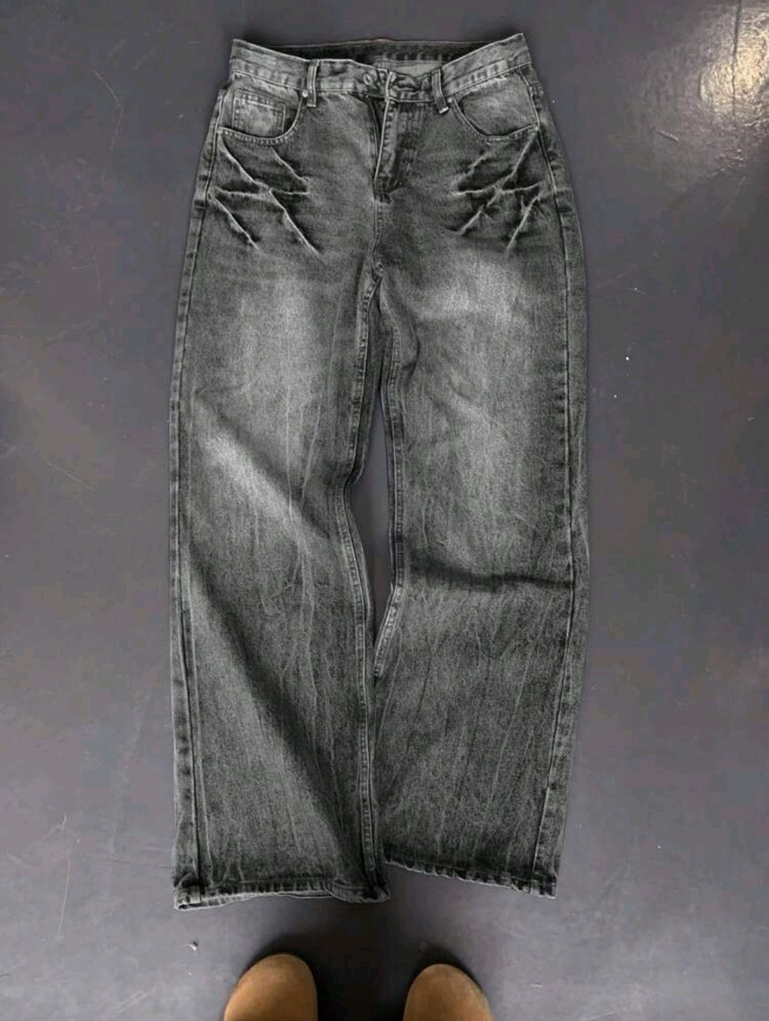 Japanese Brand Lightning Distressed Washed Loose Baggy Jeans Size US 35 - 1 Thumbnail