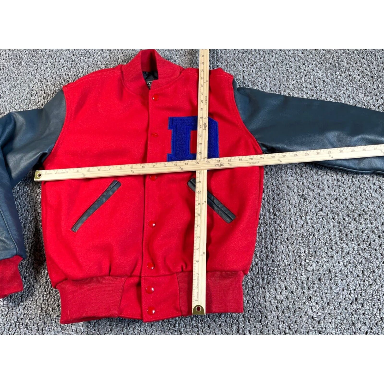 Holloway VINTAGE Holloway Varsity Jacket Shirt XS Red Gray Wool Leather USA Made Men Size US XS / EU 42 / 0 - 6 Thumbnail