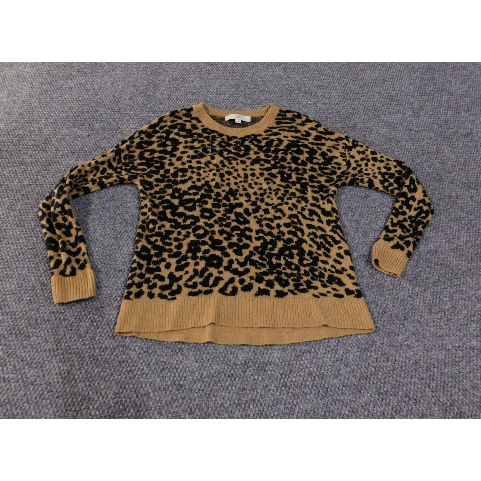 Loft VINTAGE LOFT Sweater Womens Petite Small Leopard Print Wool Blend Pullover Crewneck Size S / US 4 / IT 40 - 2 Thumbnail