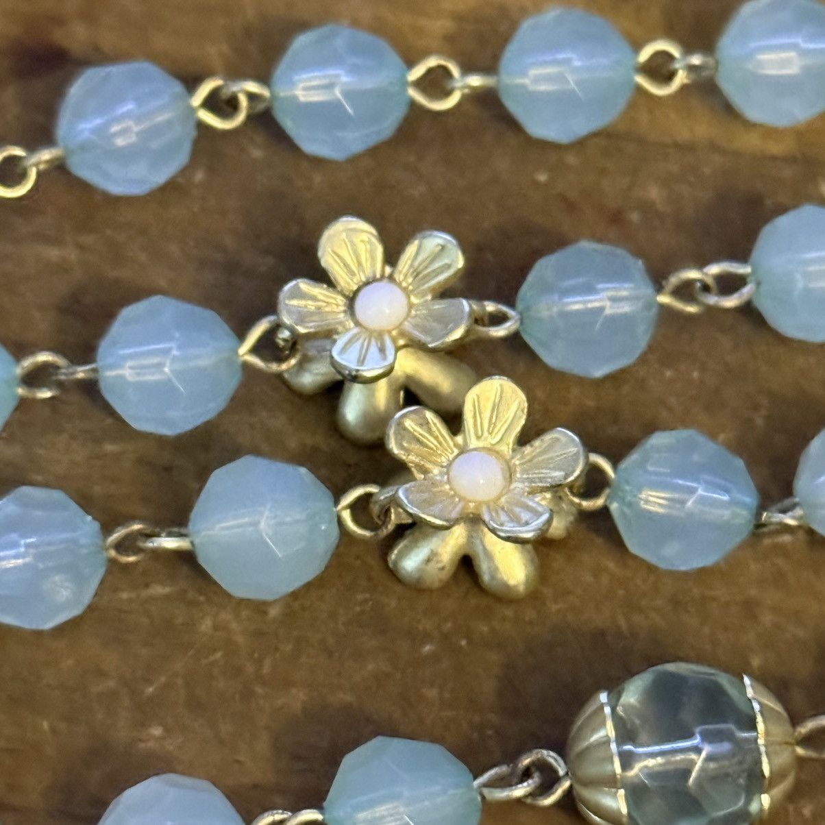 Other Light blue long bead chain and flowers necklace Size ONE SIZE - 4 Thumbnail