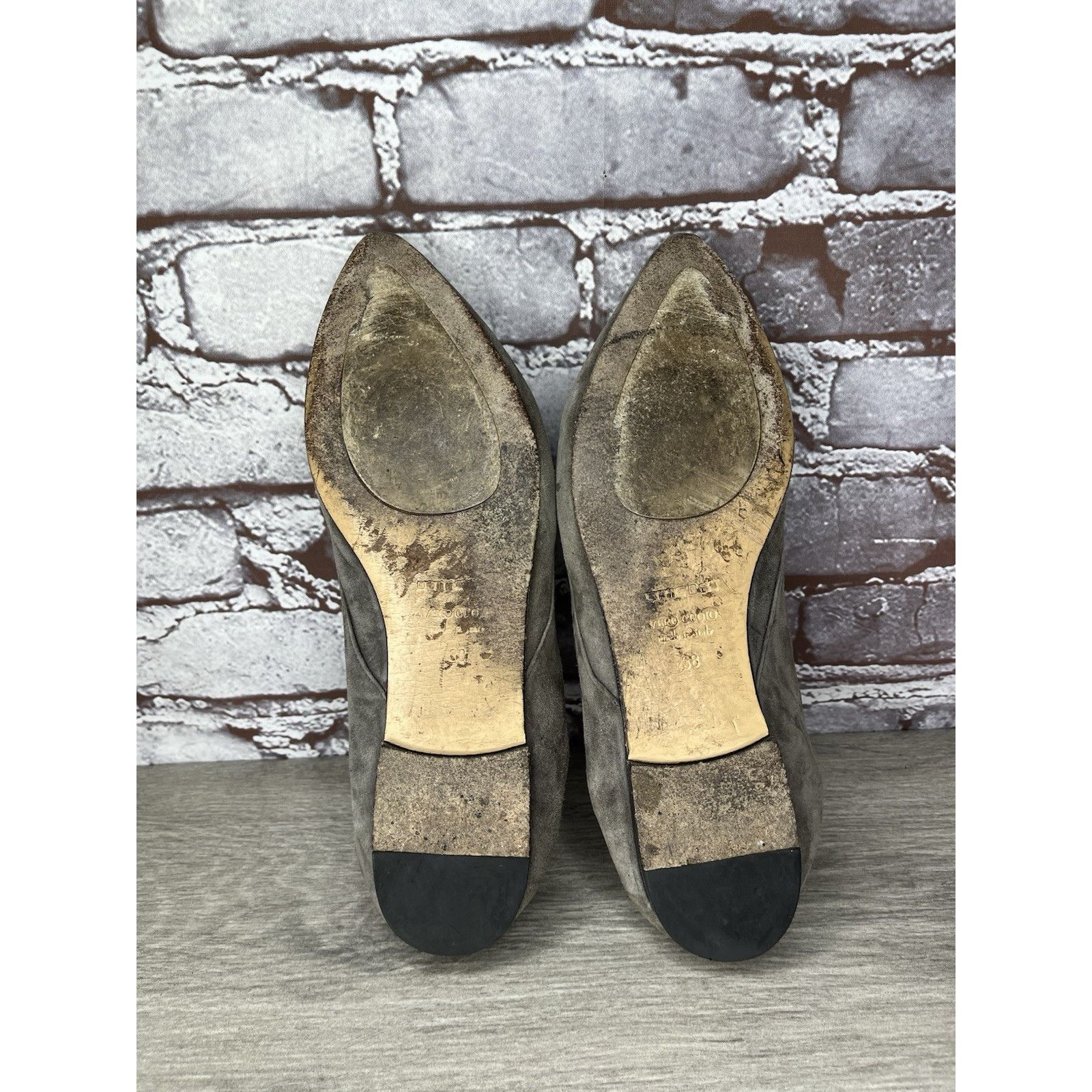 gomme Pomme D’or Gray Suede Leather Pointed Toe Ballet Flats Women Size US 7.5 / IT 37.5 - 19 Thumbnail