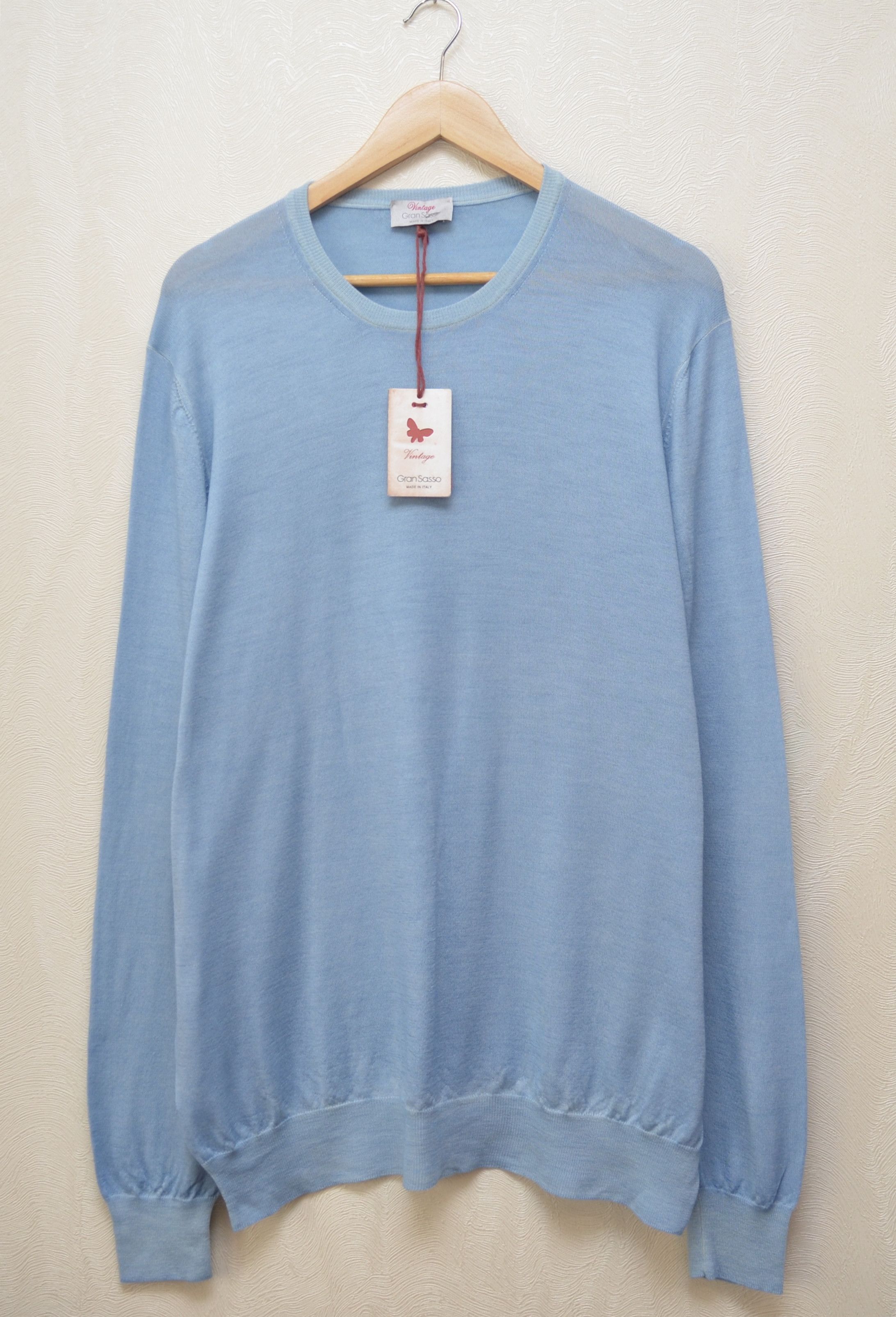 Designer × Gran Sasso Gran Sasso Vintage Merino Garment Dyed Blue Sweater XL/XXL Size US XXL / EU 58 / 5 - 6 Thumbnail