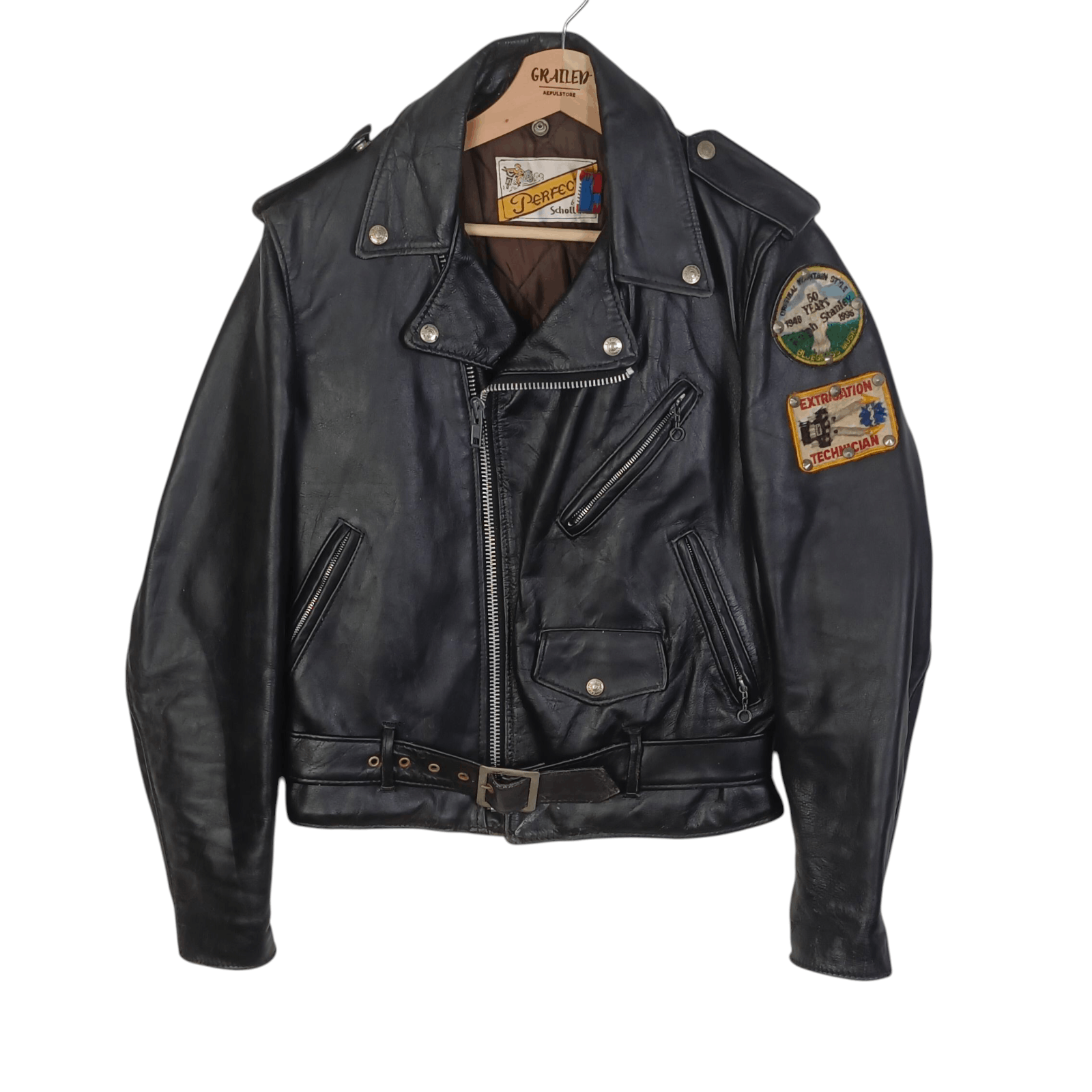 Schott Schott Perfecto "Mc Loguc" Punk Casino Leather Jacket (36) Size US M / EU 48-50 / 2 - 2 Thumbnail