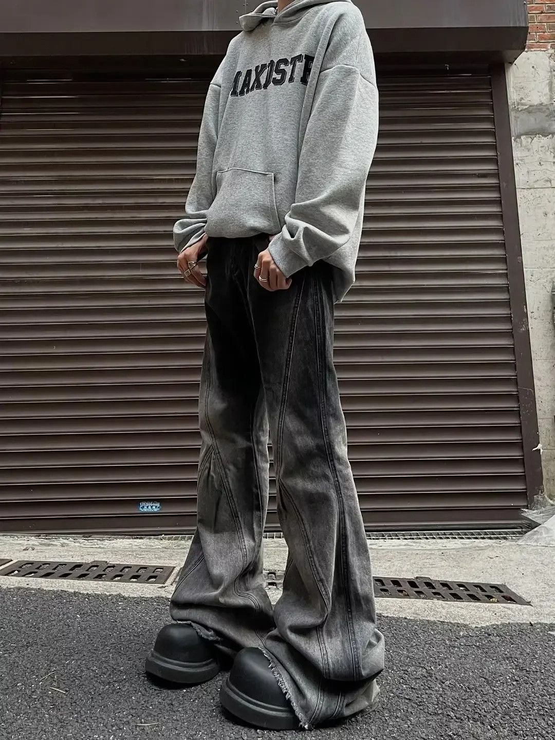Other Grey black baggy jeans wide-leg Size 32" / US 10 / IT 46 - 1 Thumbnail
