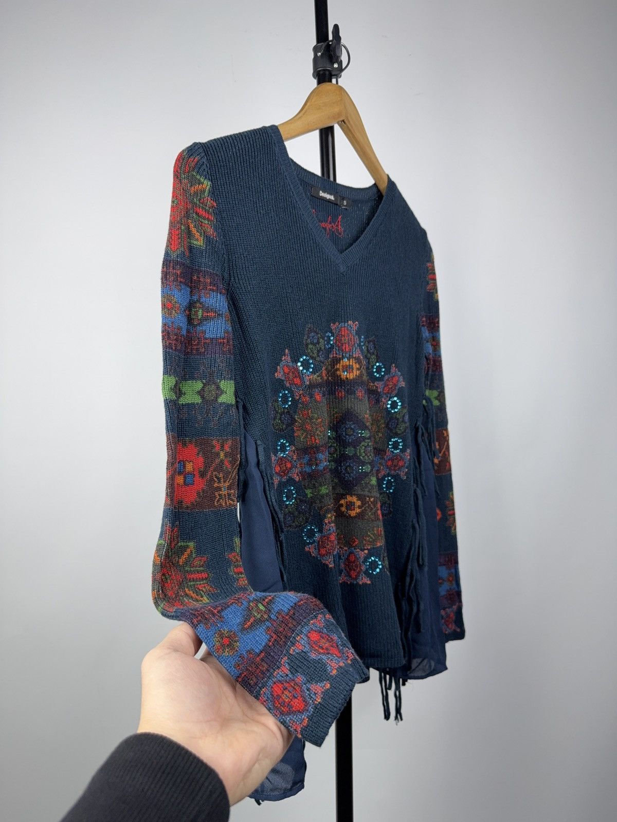 Desigual 00s Y2K Desigual Boho Knit Sweater Fringe Ethnic Pattern S Size S / US 4 / IT 40 - 6 Thumbnail