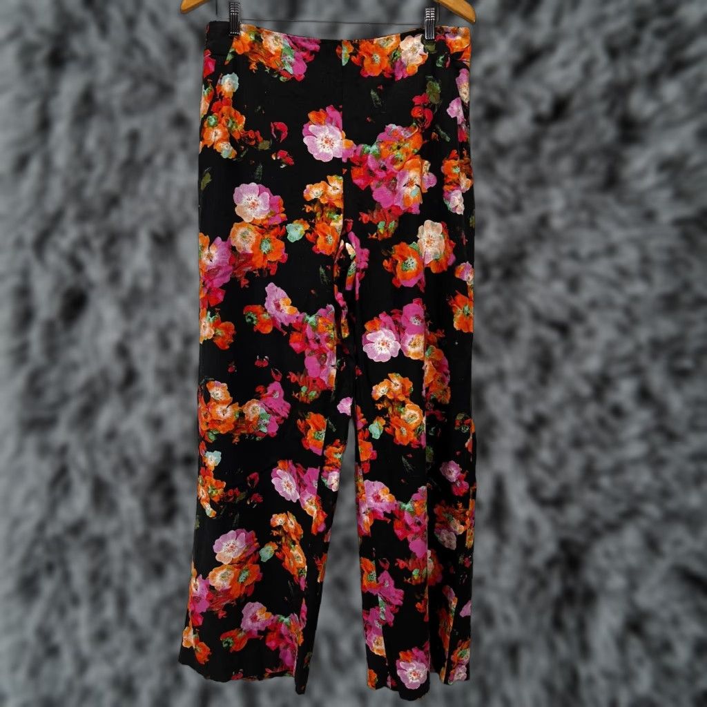 Robert Rodriguez NEW! Robert Rodriguez Pants Women 10 Multicolor Floral Linen Blend Side Zip Casual Size 32" / US 10 / IT 46 - 1 Thumbnail