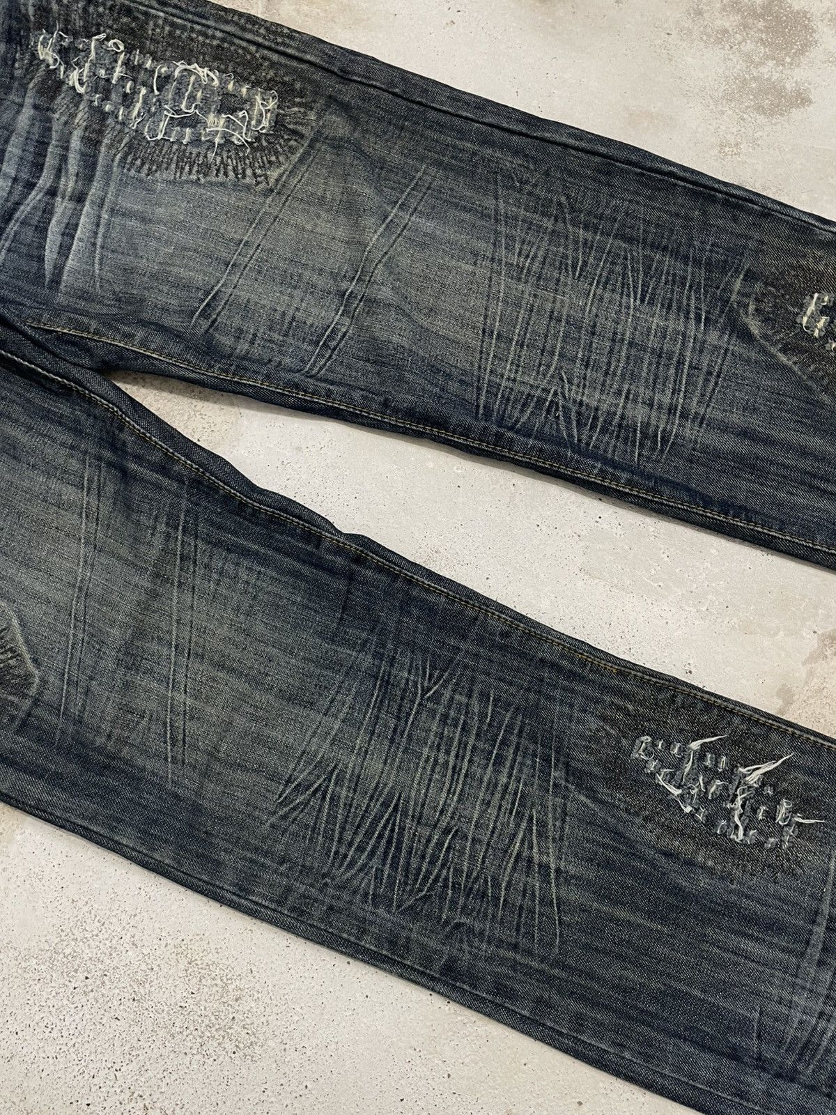 Japanese Brand Morse Code Distressed 3D Whisker Union Jack Gothic Fashion Size US 34 / EU 50 - 4 Thumbnail