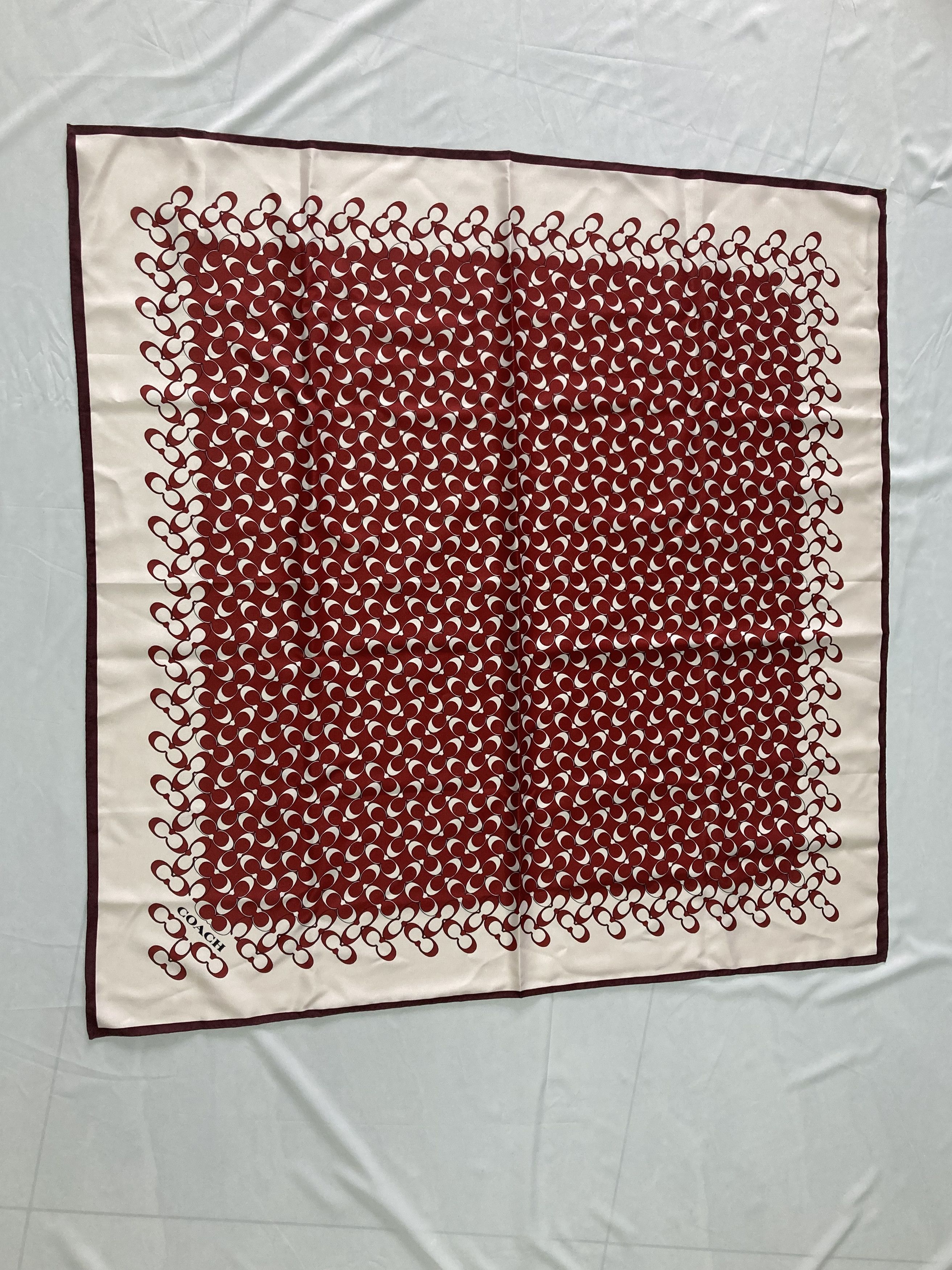 Coach Coach Signature Silk Square Scarf Red/Violet Size ONE SIZE - 4 Thumbnail