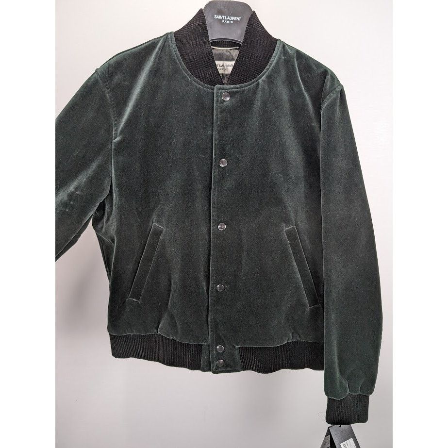 Saint Laurent Paris o1rshd1 Teddy College Cotton Jacket in Green Emerald Size US M / EU 48-50 / 2 - 10 Thumbnail