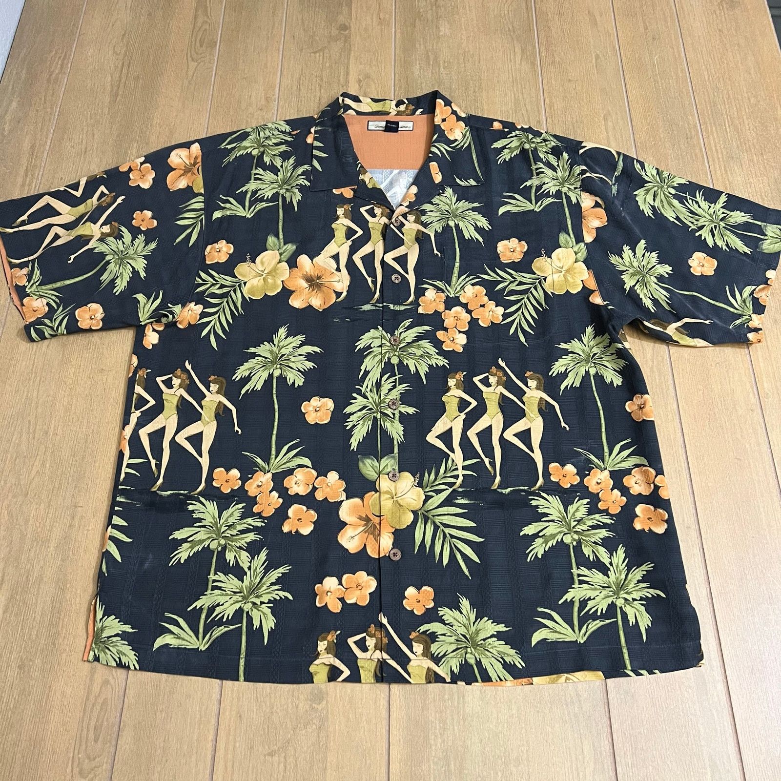 Tommy Bahama Tommy Bahama 100% Silk Hawaiian Shirt XL Black Hula Girl Size US XL / EU 56 / 4 - 12 Thumbnail