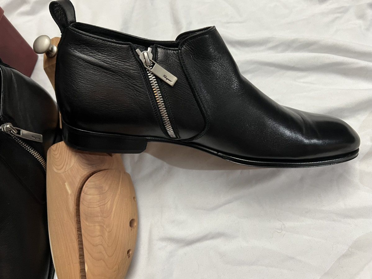 Salvatore Ferragamo LINK NERO CALF ALL LEATHER ANKLE BOOT Size US 10.5 / EU 43-44 - 8 Thumbnail