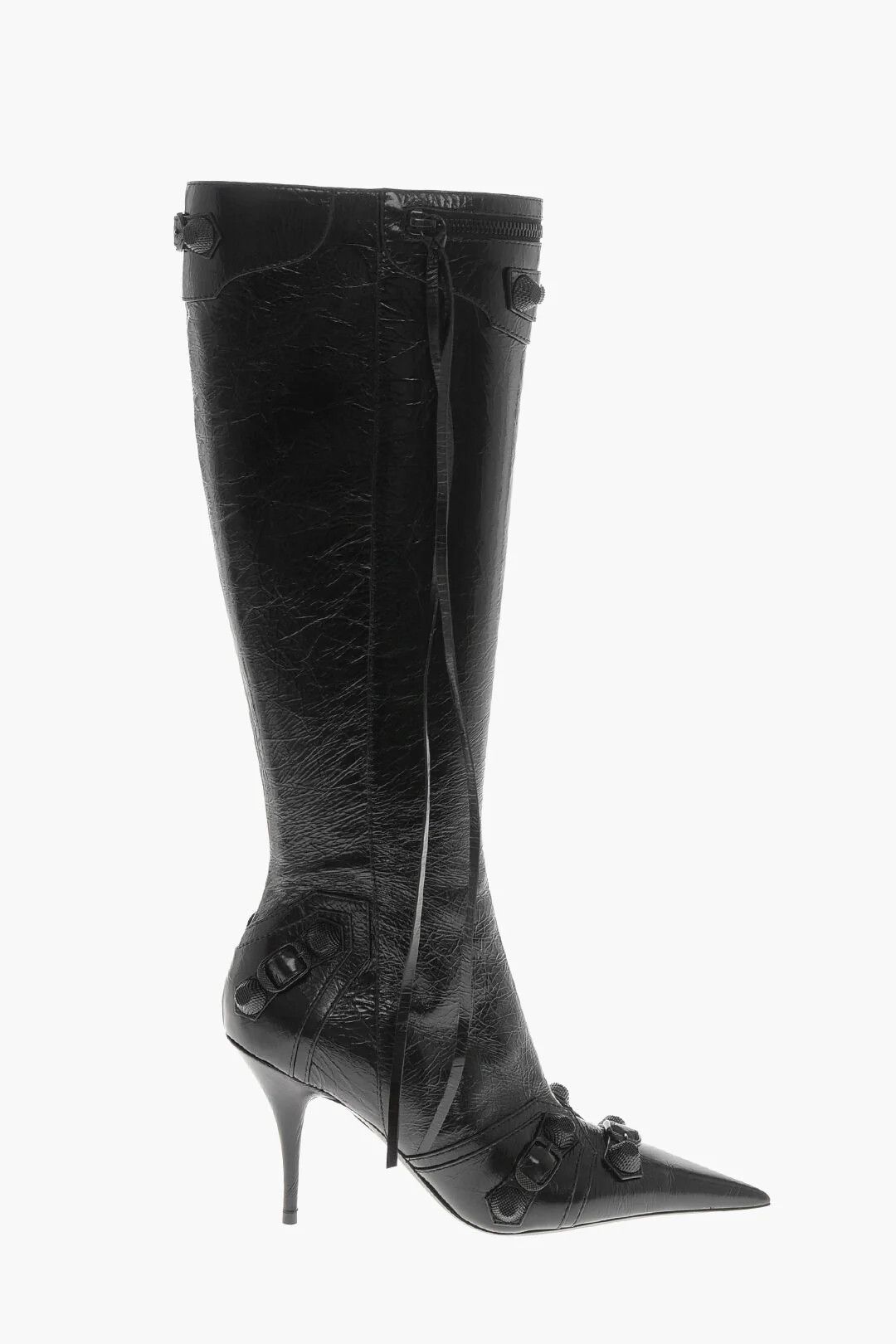 Balenciaga og1mm0326 Hammered Patent Leather Boots in Black Size US 8 / IT 38 - 1 Thumbnail