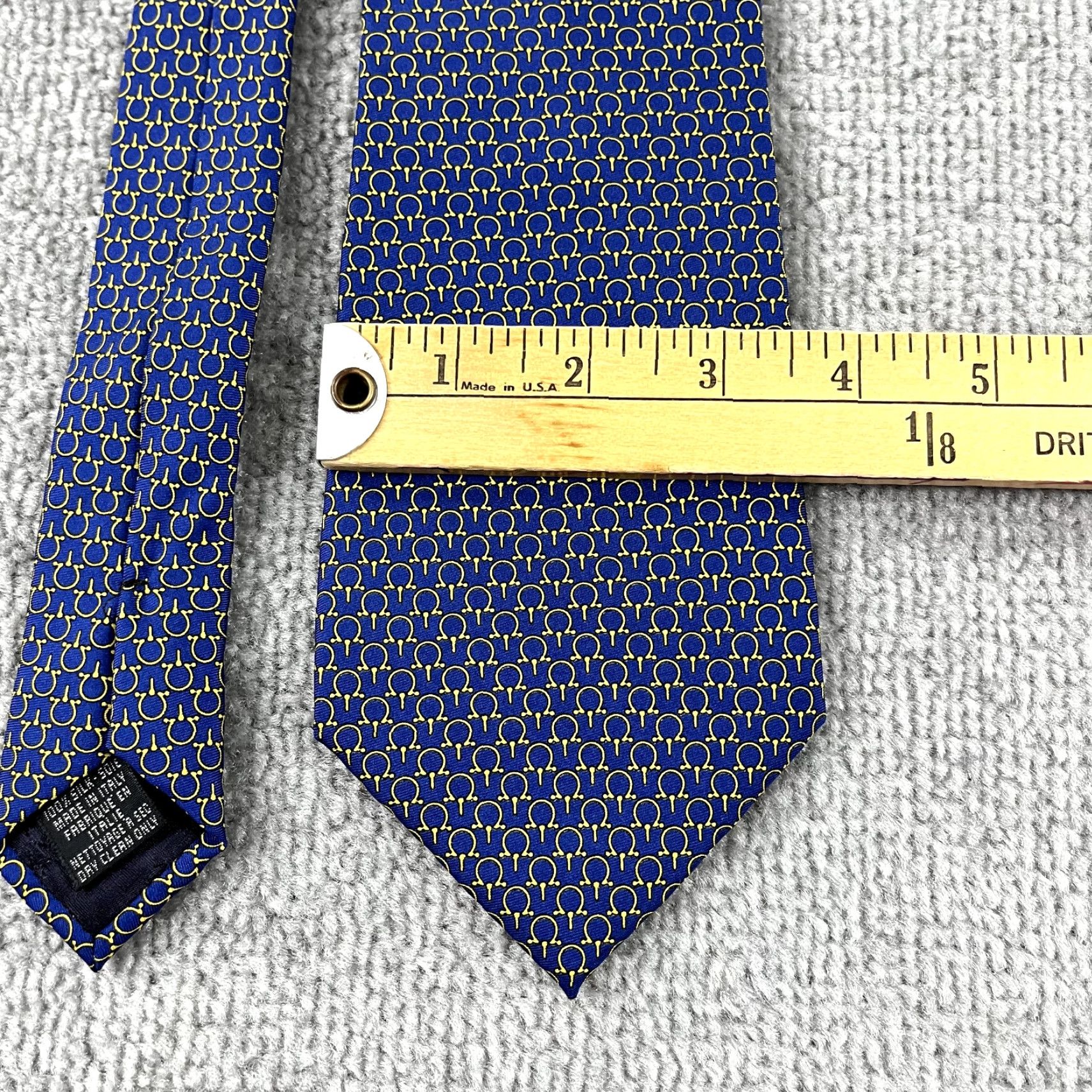 Vintage VINTAGE BEAUFORT Tie Mens 100% Silk Blue Yellow Equestrian The Rack Dress Regular Italy Size ONE SIZE - 4 Thumbnail