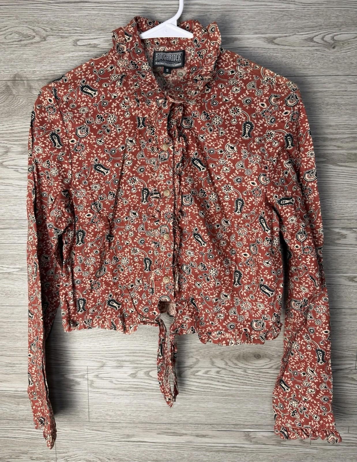 Other Vintage Roughrider By Circle Paisley Tie Front Crop Blouse Size S / US 4 / IT 40 - 2 Thumbnail