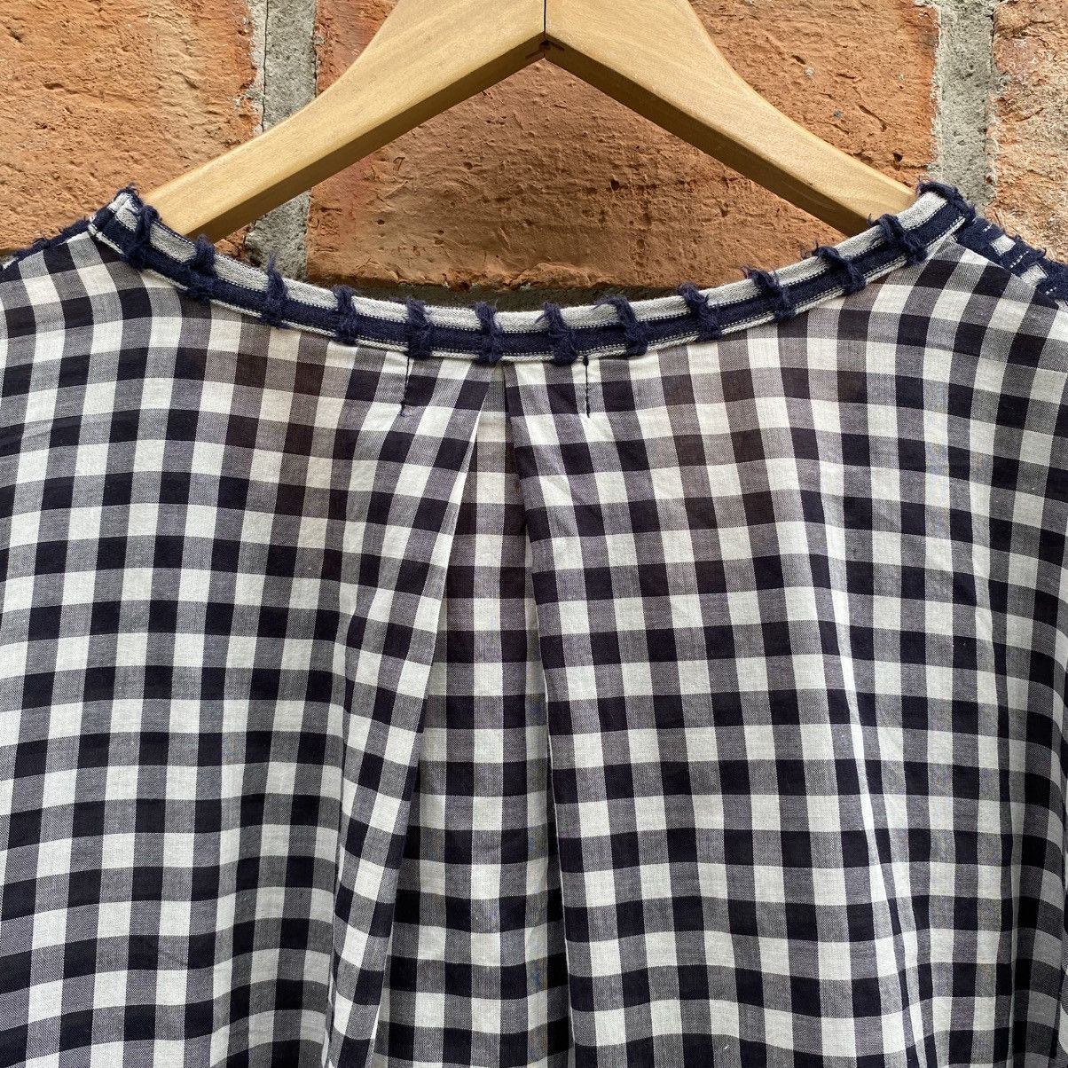 Zucca Zucca Navy Textured Grid Front Top with Sheer Back Panel Size M / US 6-8 / IT 42-44 - 8 Thumbnail