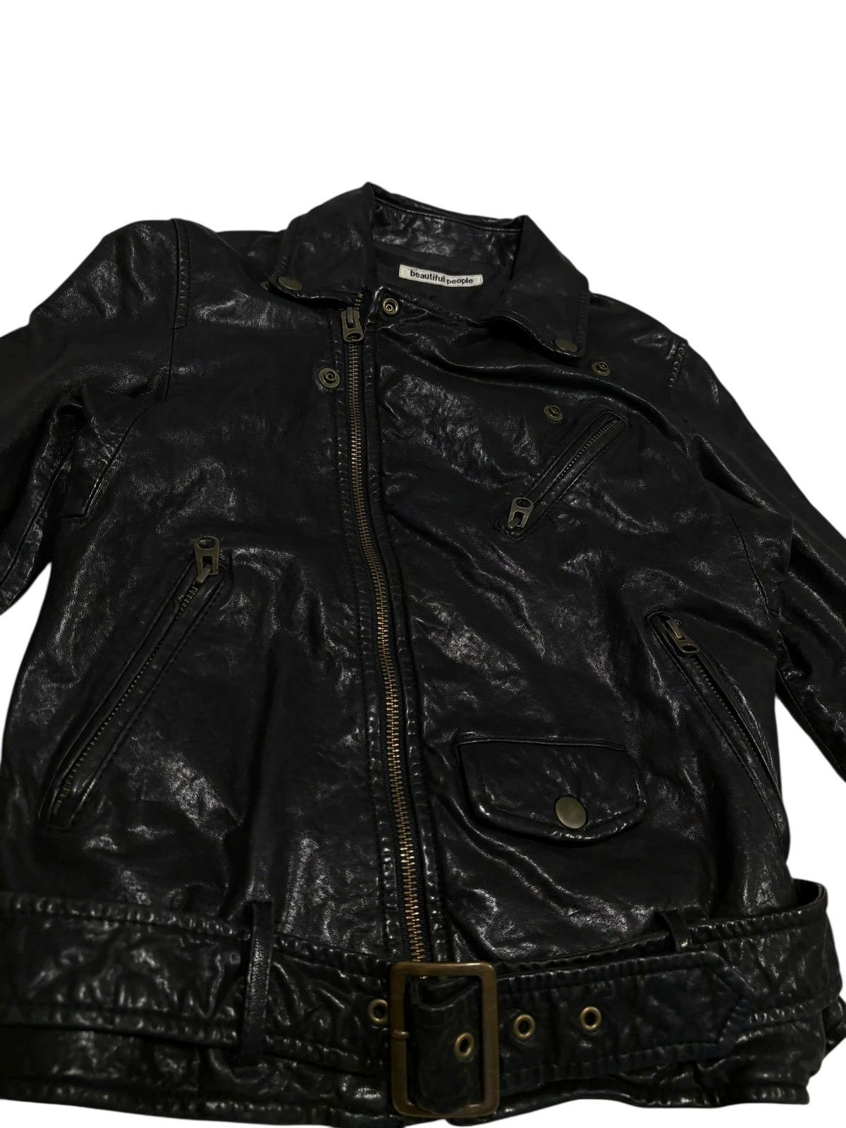Other Japanese Brand cropped asymmetric black leather jacket Size S / US 4 / IT 40 - 2 Thumbnail
