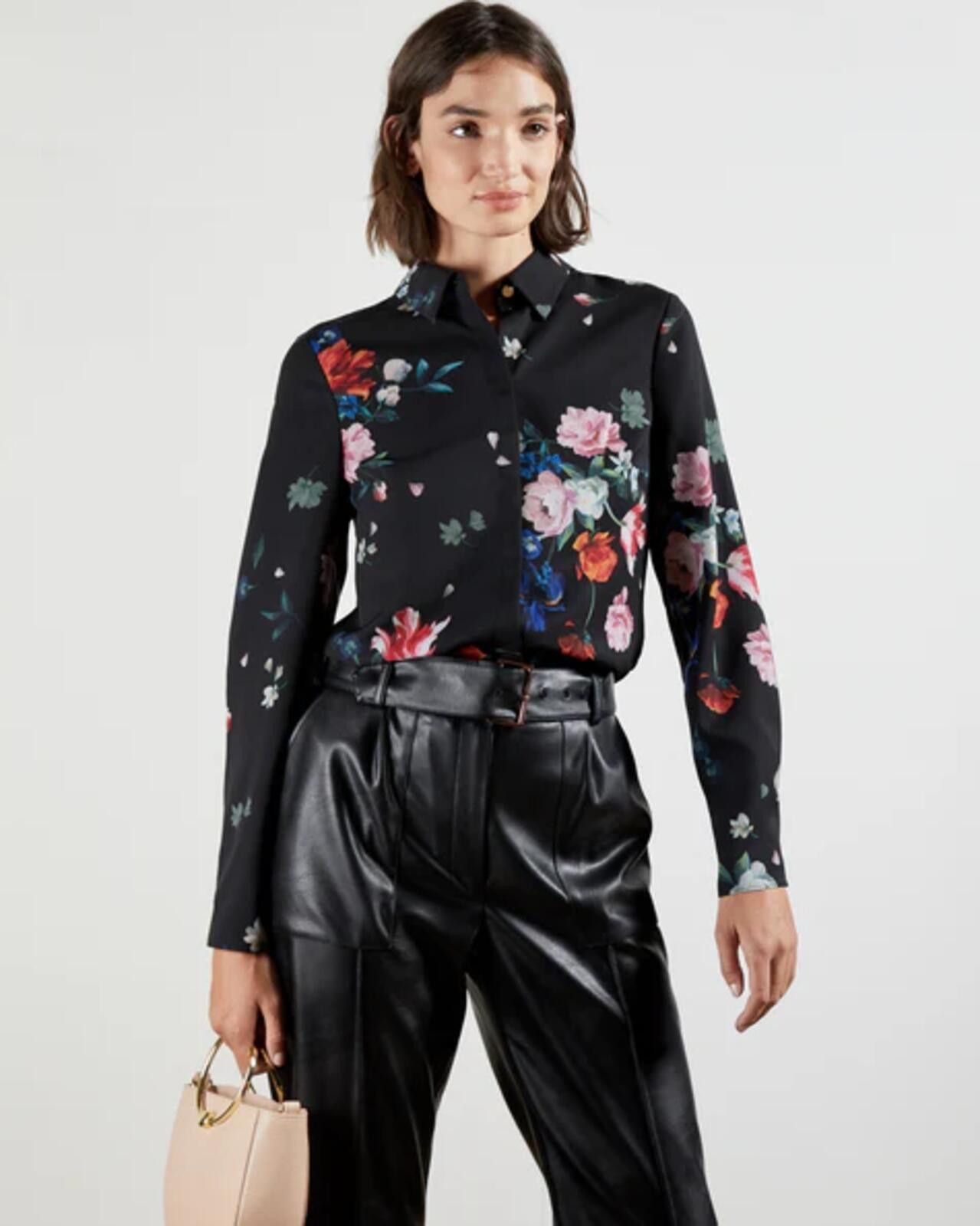 Ted Baker Ted Baker London EBONNY Sandalwood Black Floral Blouse -Sz 1 Size S / US 4 / IT 40 - 2 Thumbnail