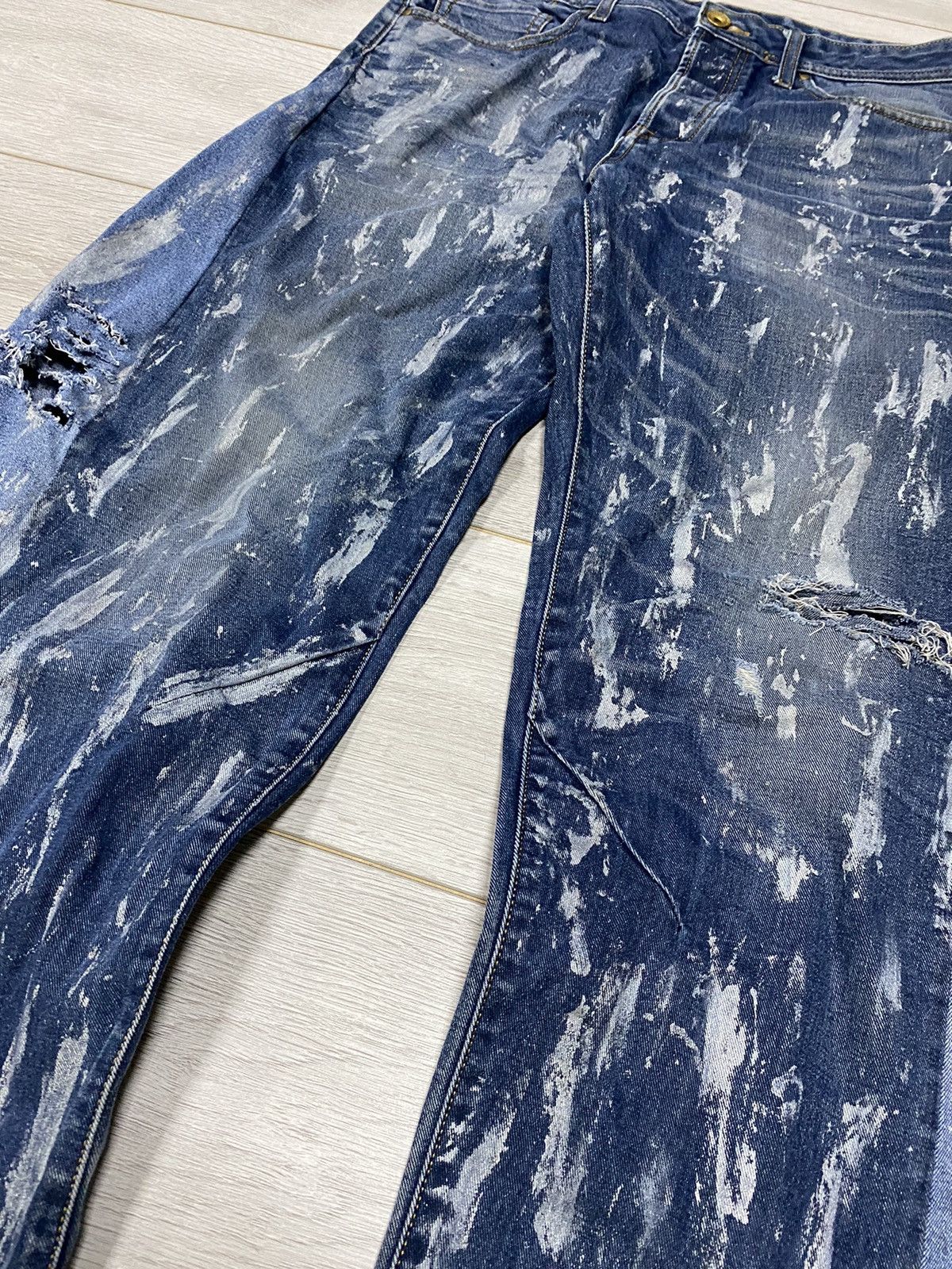 Vintage Jeans Dirty painted Pants patchwork crash thrasheddistressed Size US 35 - 3 Thumbnail