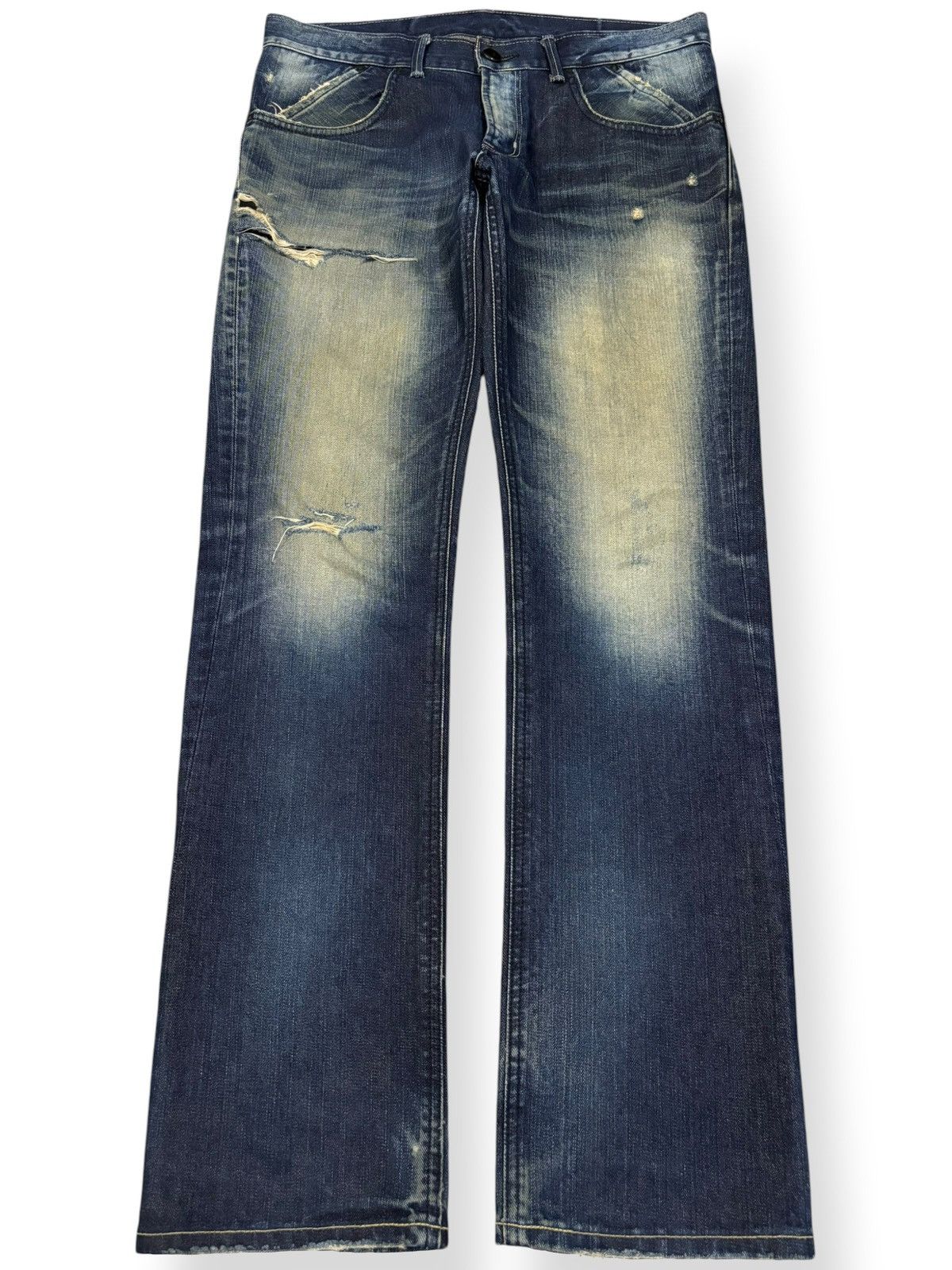 Lee × Number (N)ine Lee Black Riders Mud Wash Slim Straight Distressed Jeans Size US 34 / EU 50 - 1 Thumbnail