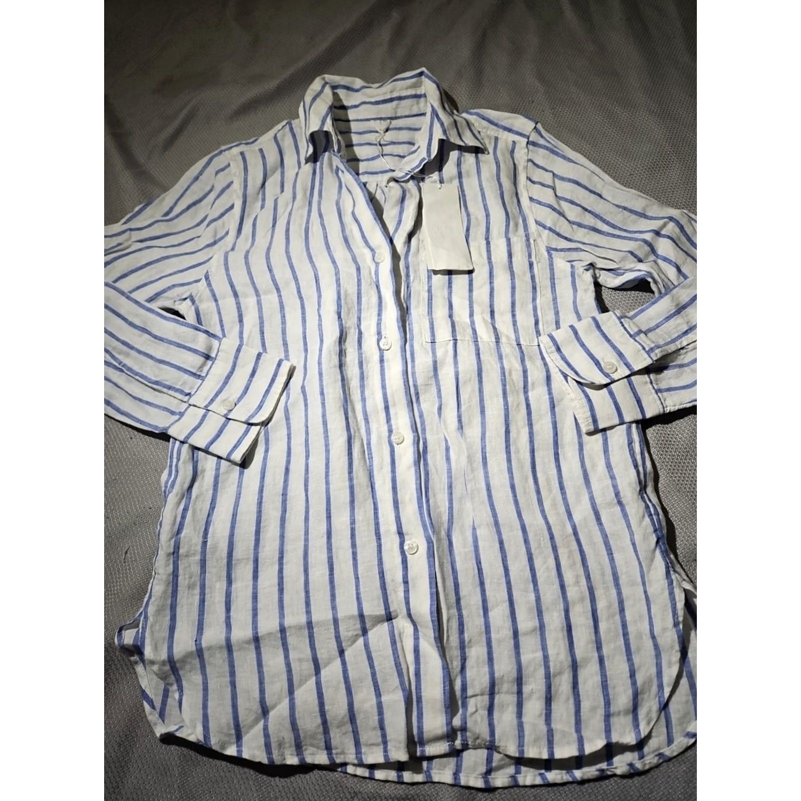 Arket Arket Shirt Womens Small Uk 34 Blue White100% Linen Button Up Slouchy Blouse Size S / US 4 / IT 40 - 4 Thumbnail