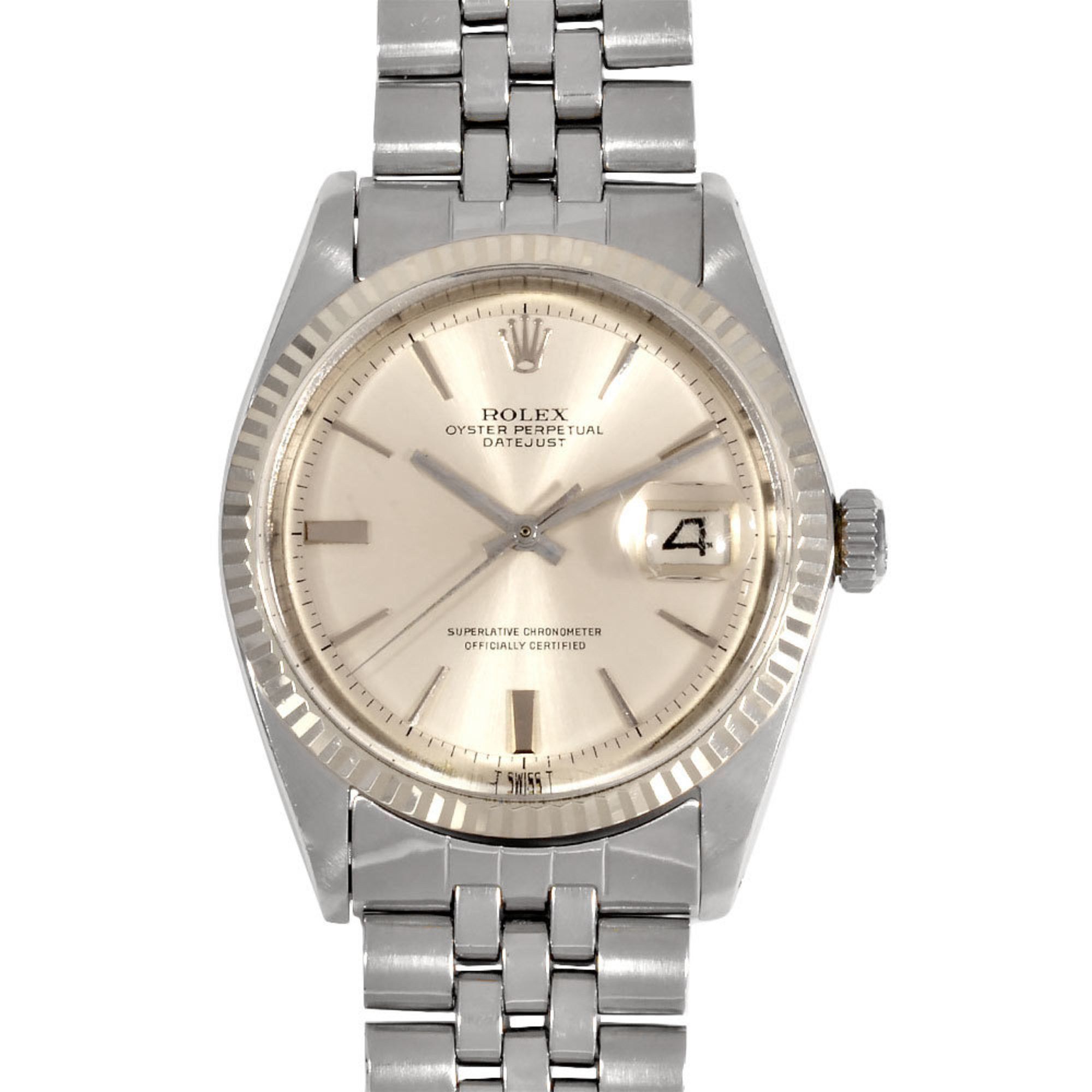 Rolex 1601 Datejust 7-digit 19th series watch automatic silver dial SS x WG men's