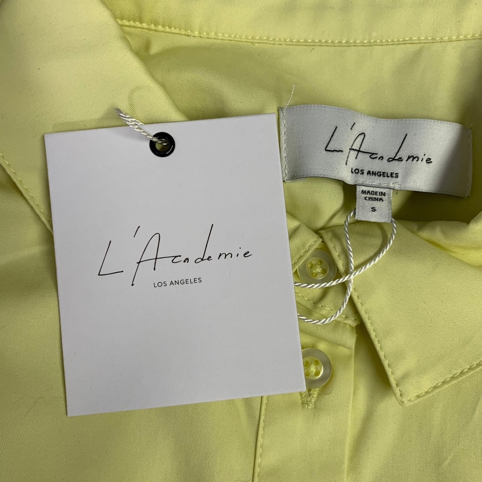 Other S Yellow Cotton Padded Shoulders Button Up Dress Top Size S / US 4 / IT 40 - 4 Thumbnail