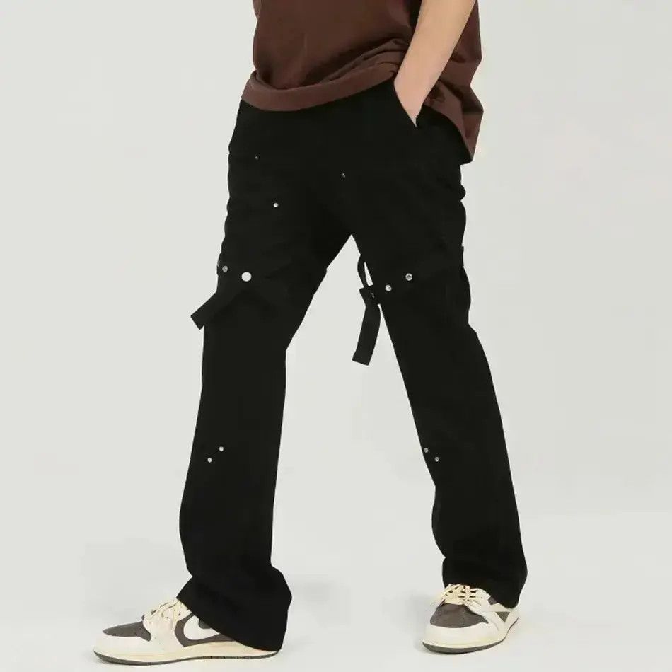 Japanese Brand Y2K Jeans with Pockets Baggy Belt High Loose Trousers Size US 32 / EU 48 - 2 Thumbnail
