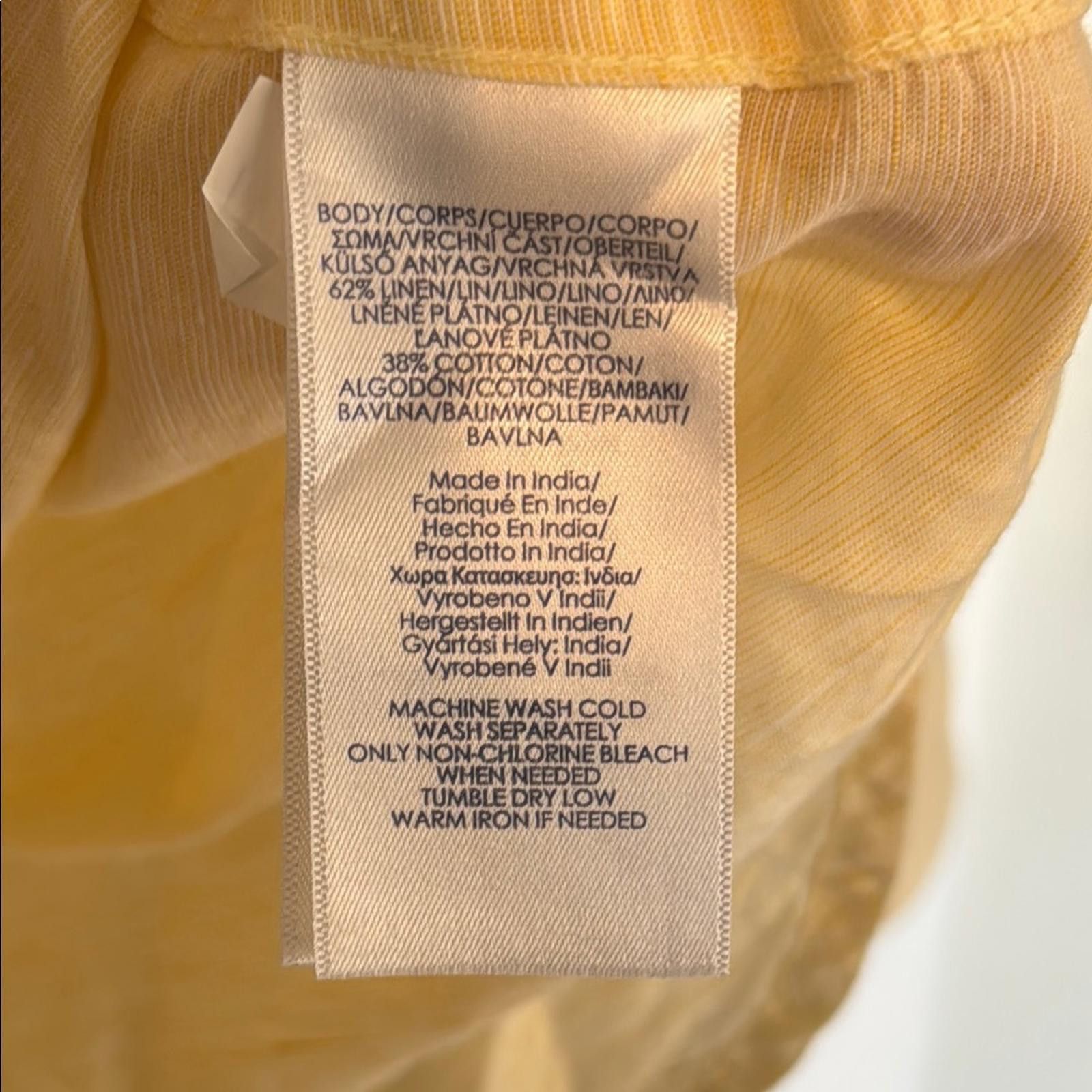 Chaps Chaps | Linen + Cotton Yellow Button-Up Shirt- Women Medium Size M / US 6-8 / IT 42-44 - 3 Thumbnail