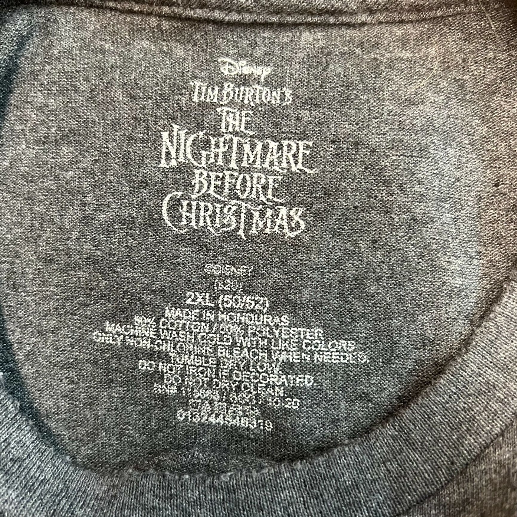 Disney Disney T Shirt Mens The Nightmare Before Christmas Graphic Gray 2XL Crew Neck Short Sleeve Christmas 50/52 Size US XXL / EU 58 / 5 - 4 Thumbnail