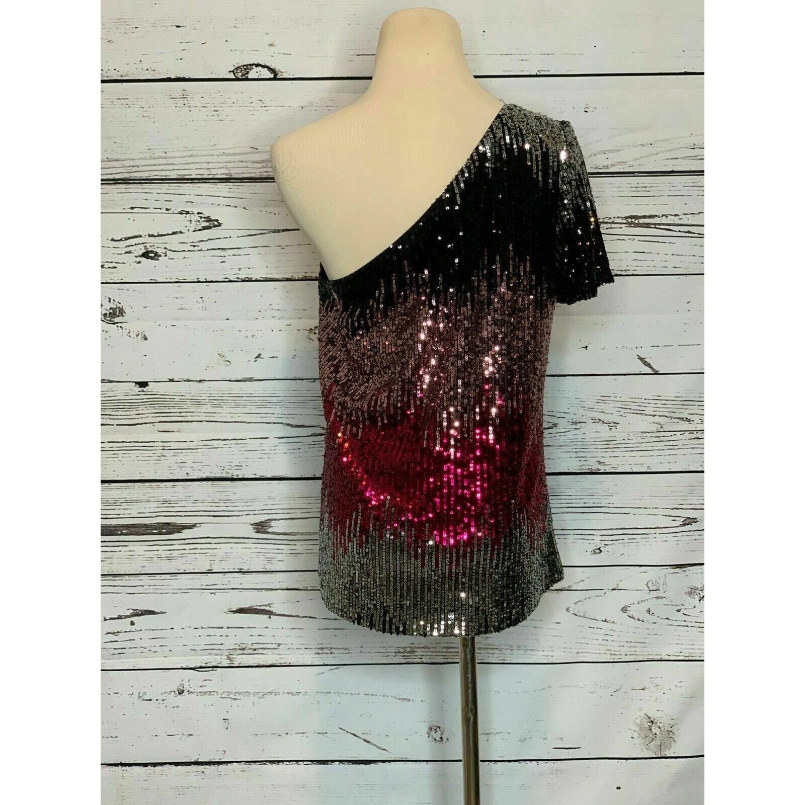 Drew Drew Silver Pink Gray Sequin one shoulder blouse Size Medium Size M / US 6-8 / IT 42-44 - 2 Thumbnail