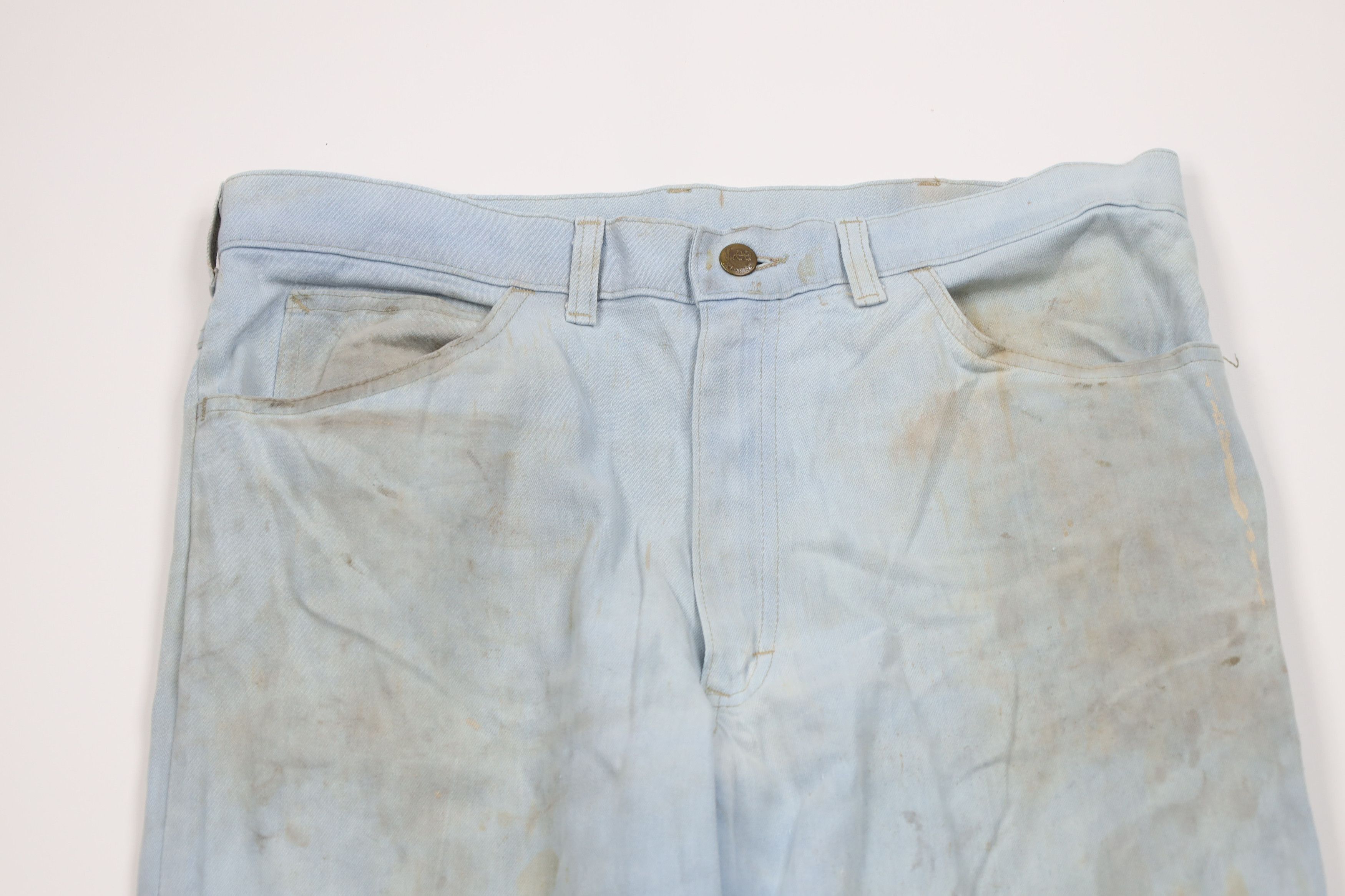 Lee Vintage 70s Lee Flared Wide Leg Denim Jeans Blue USA Size US 36 / EU 52 - 2 Thumbnail