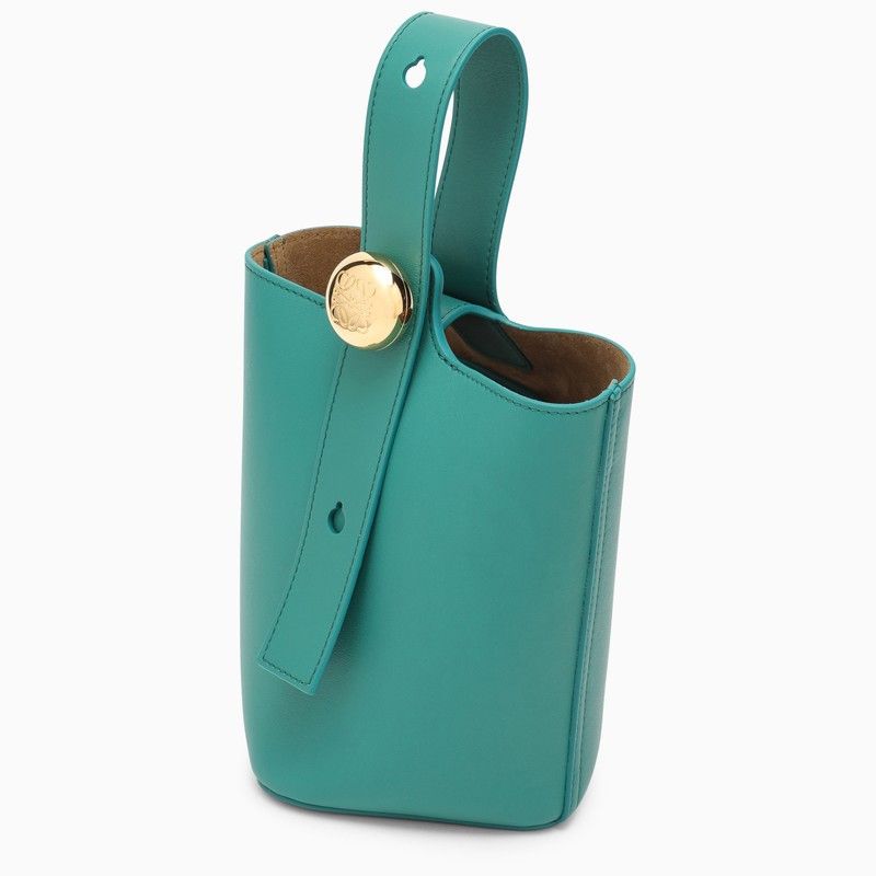 image of Loewe Emerald Green Calfskin Mini Pebble Bucket Bag, Women's
