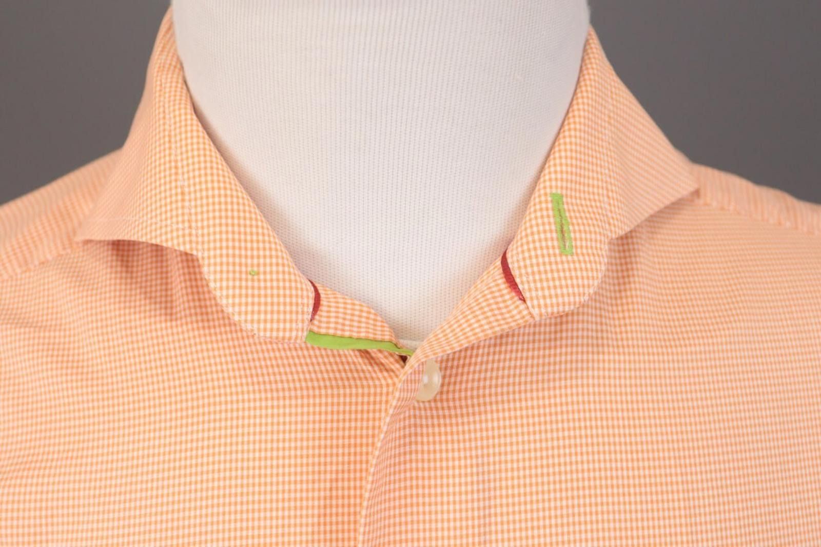 Eton Eton Slim orange Check Long Sleeve Shirt Size 38 / 15 / S Size US M / EU 48-50 / 2 - 3 Thumbnail