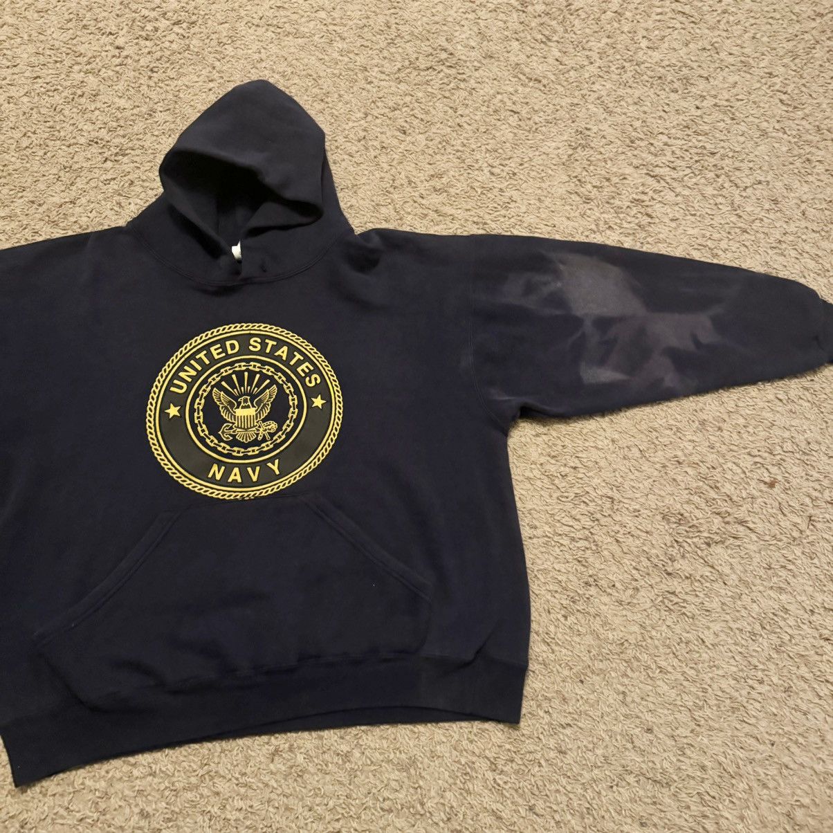 Vintage VINTAGE US NAVY SUN FADE HOODIE! Size US XL / EU 56 / 4 - 5 Thumbnail