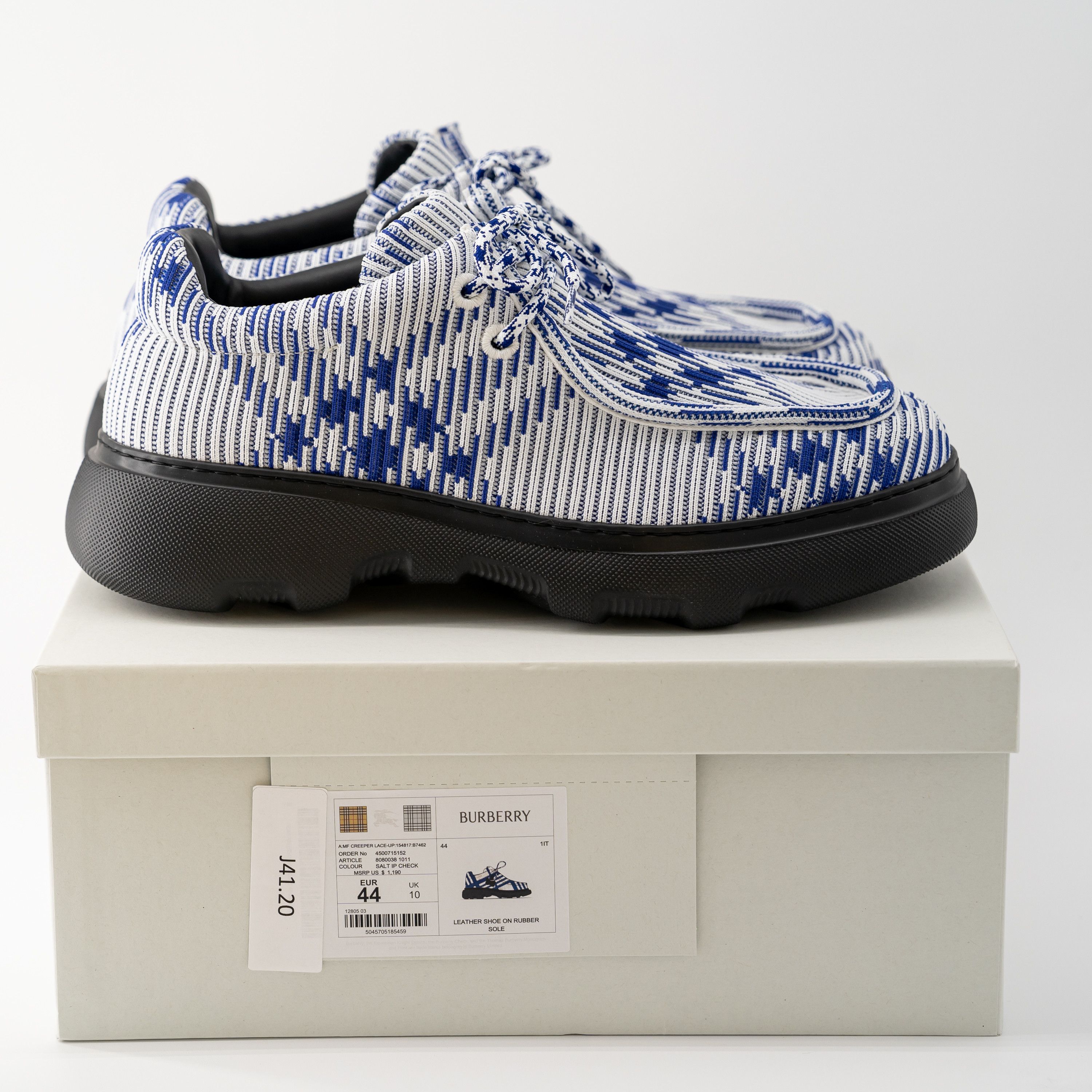 Burberry 44eu 11us Burberry Creeper Lace-Up Boots Blue White Check Size US 11 / EU 44 - 11 Thumbnail